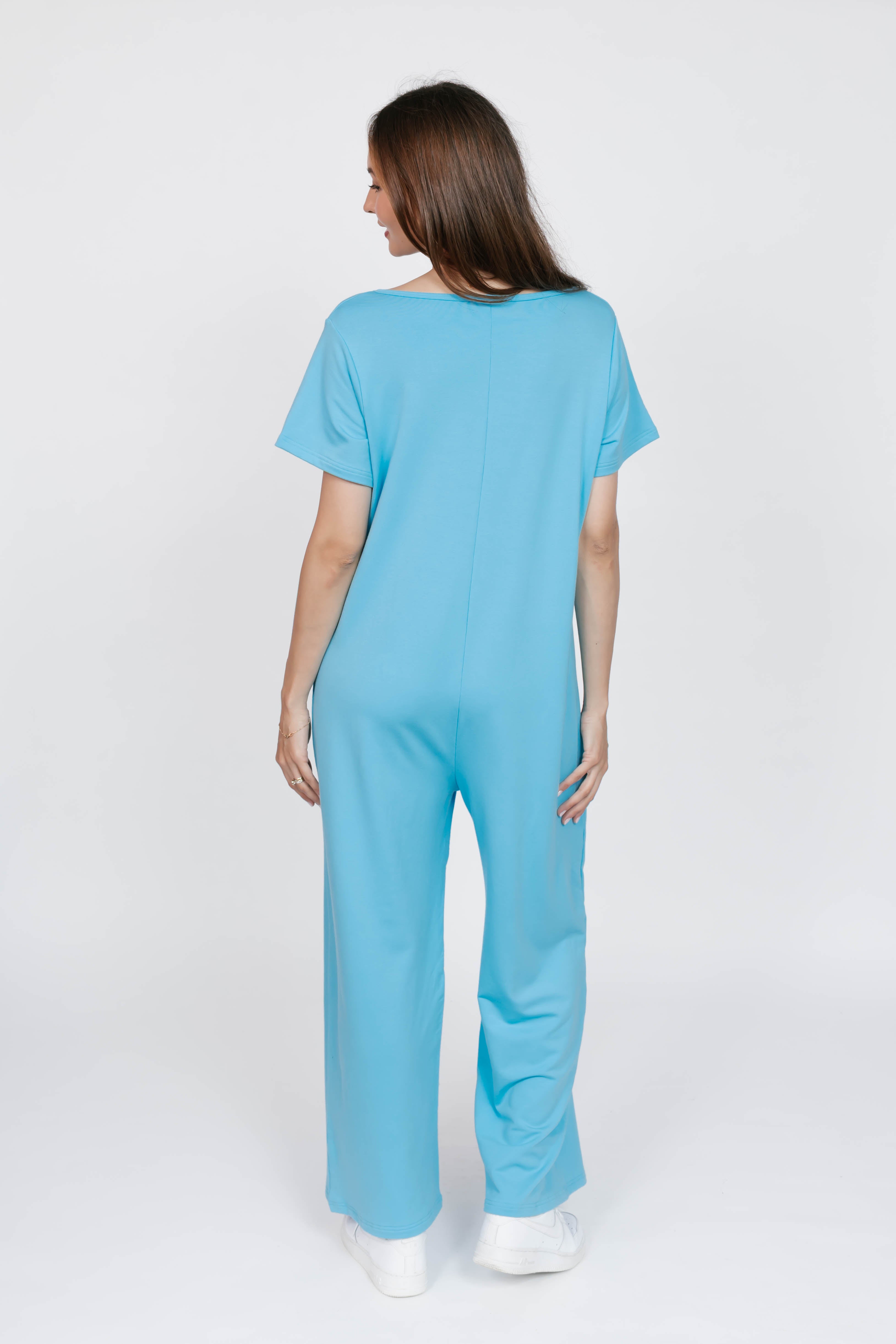 Terry Wide Leg Romper in Tropical Breeze