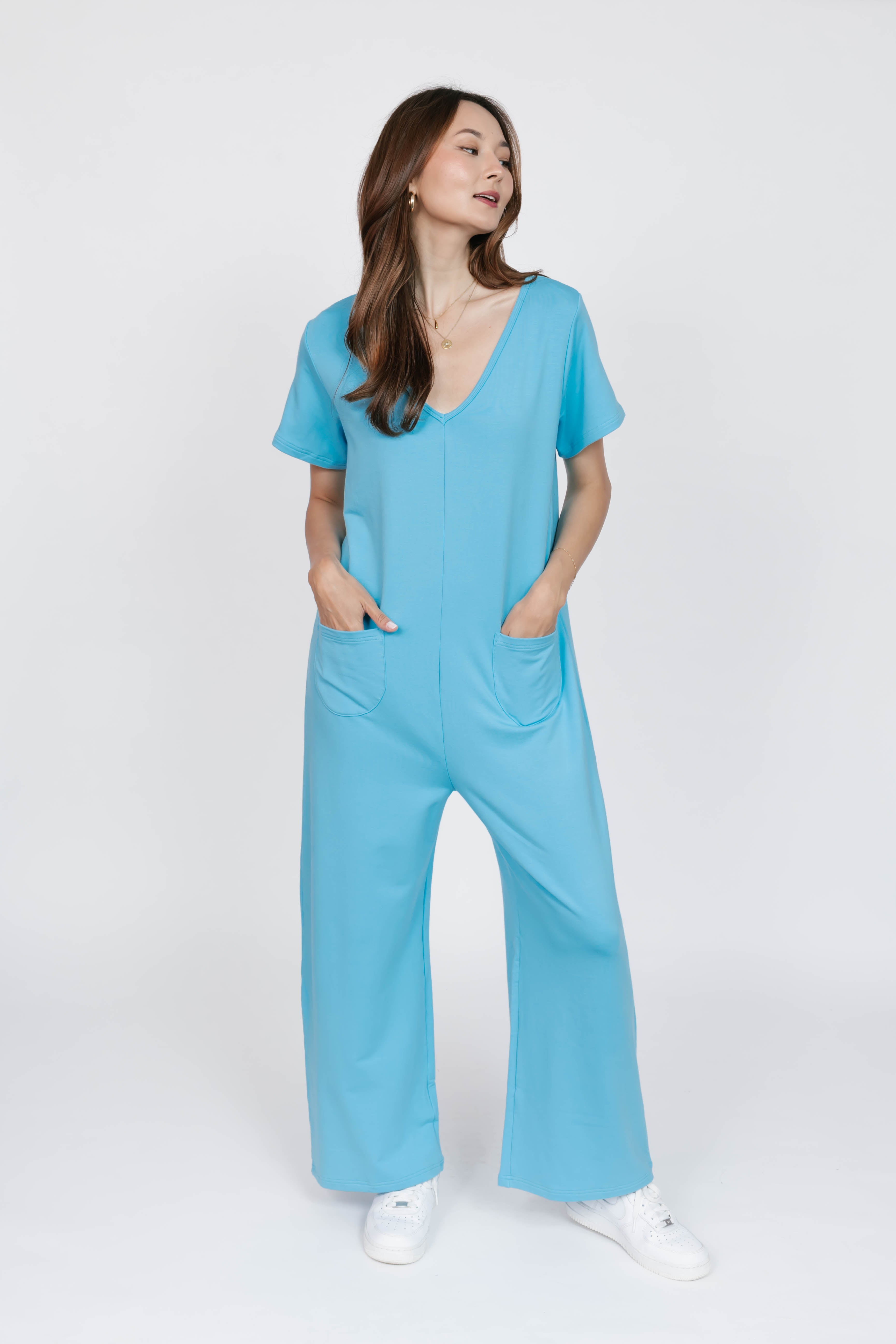 Terry Wide Leg Romper in Tropical Breeze