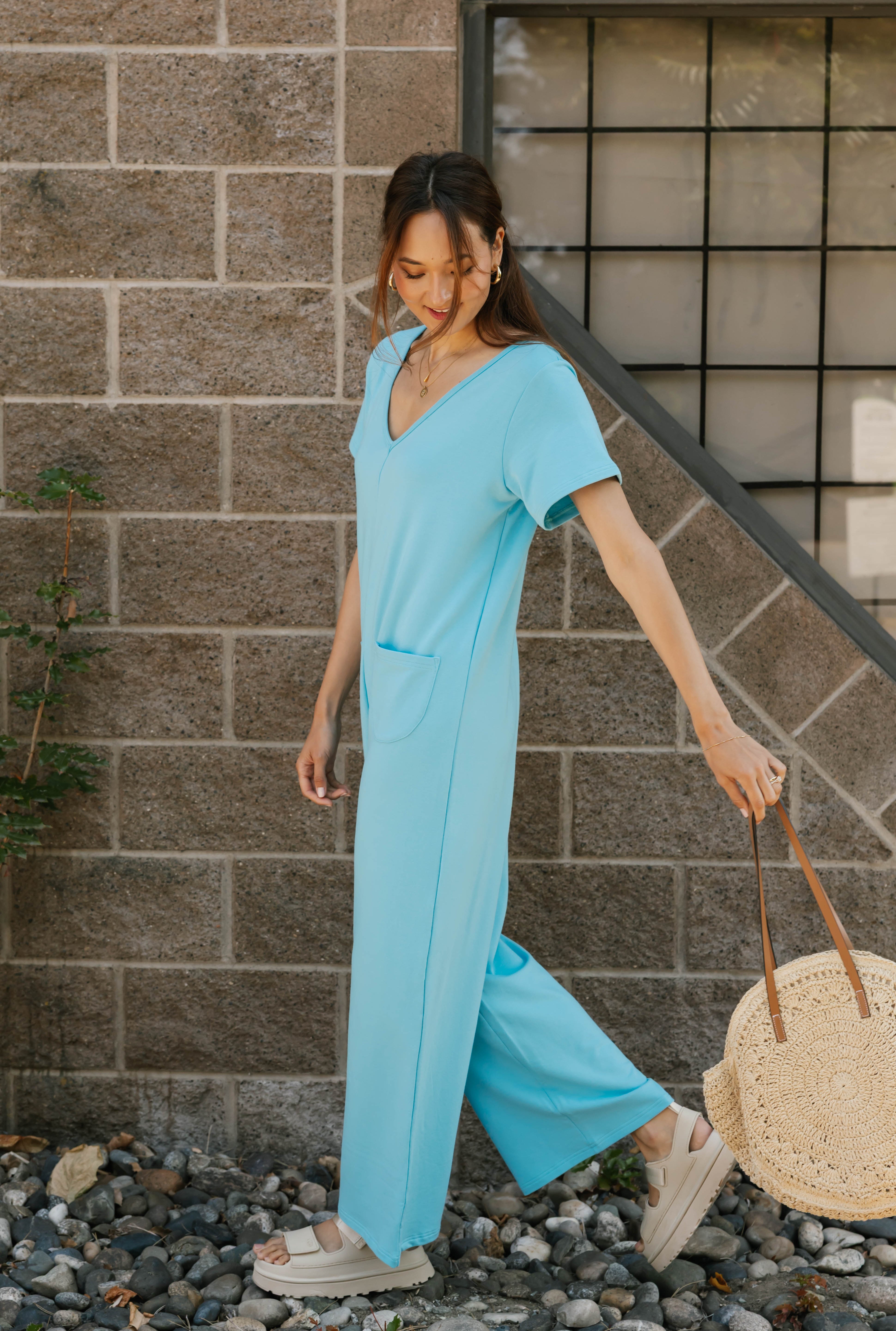 Terry Wide Leg Romper in Tropical Breeze