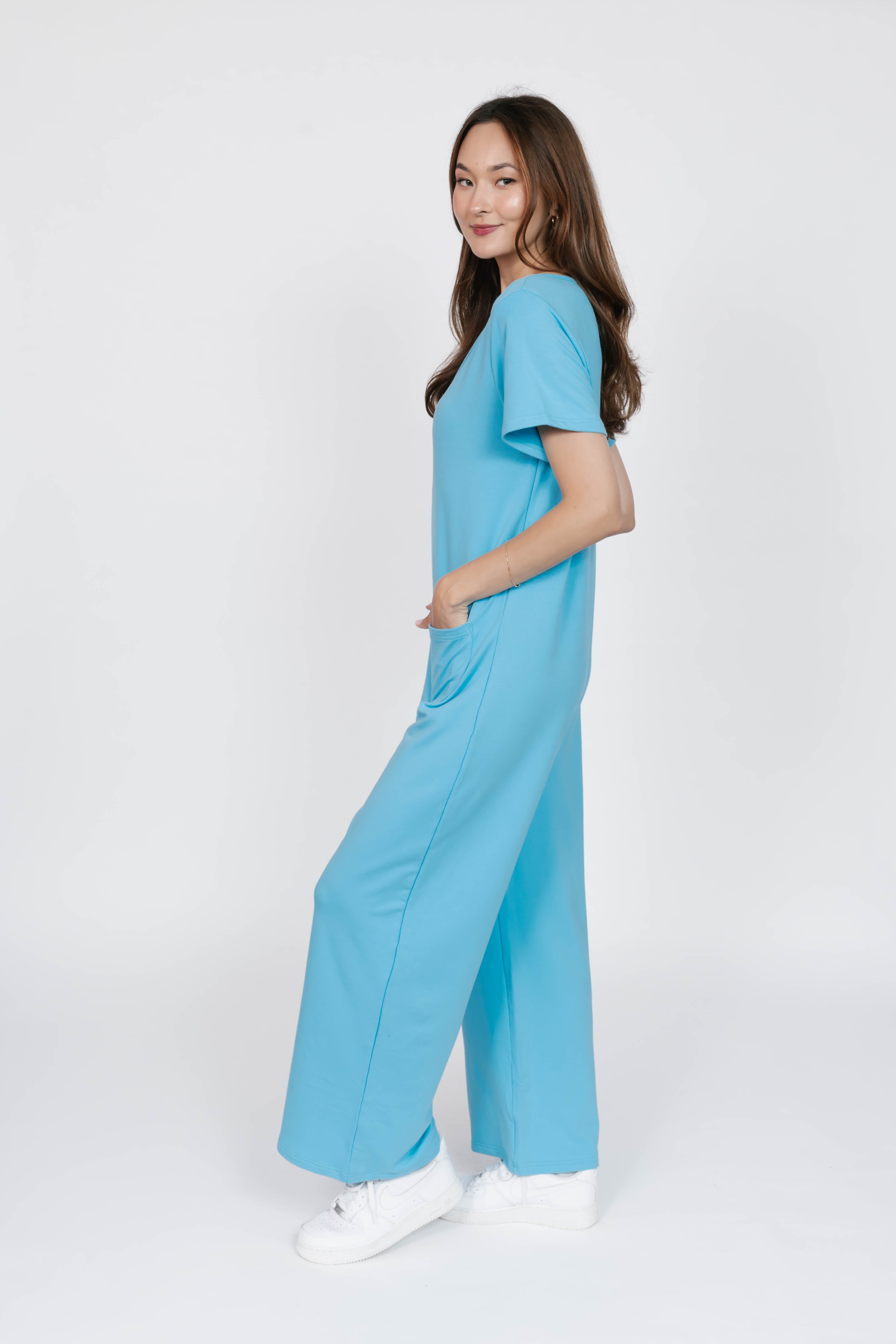 Terry Wide Leg Romper in Tropical Breeze