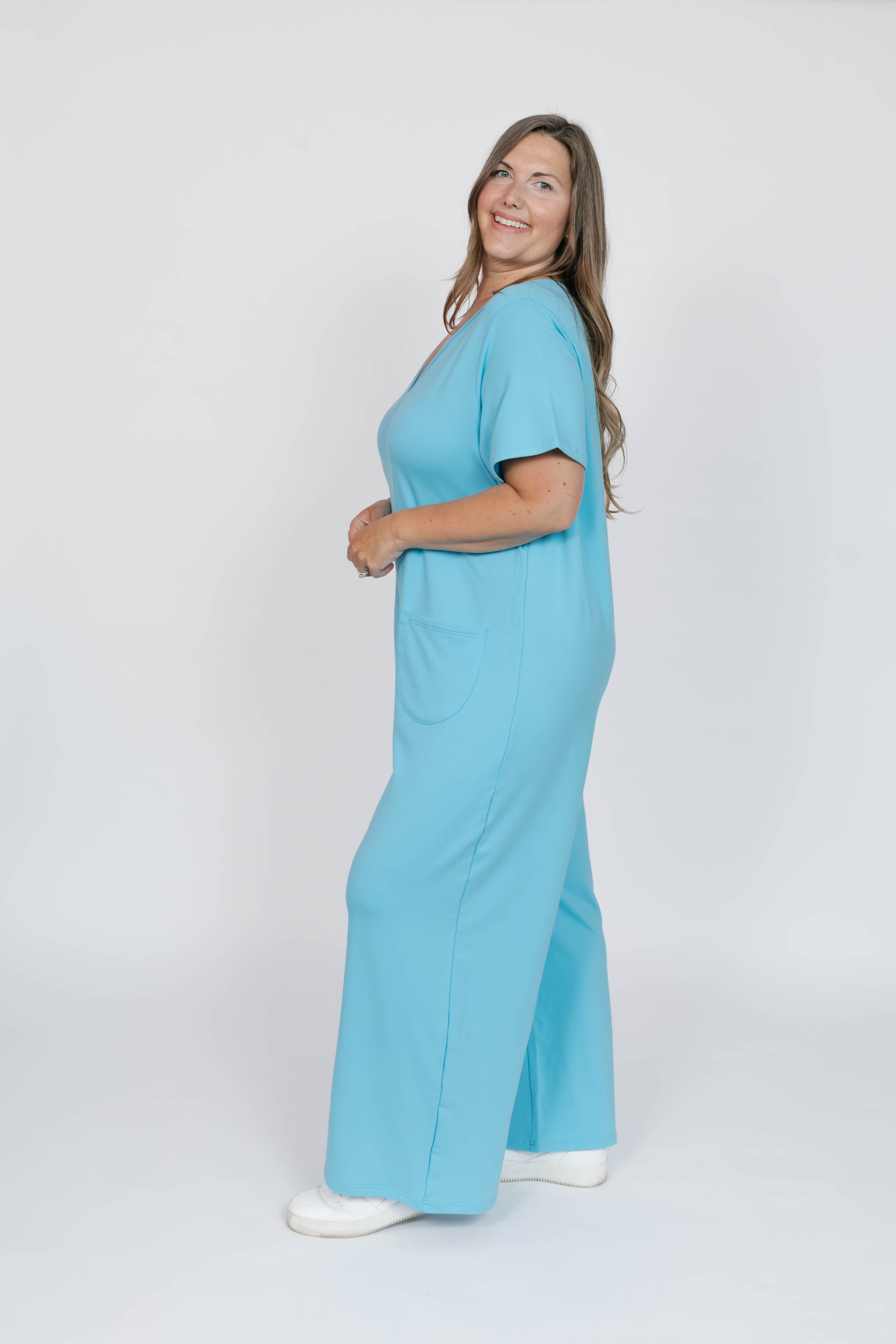 Terry Wide Leg Romper in Tropical Breeze