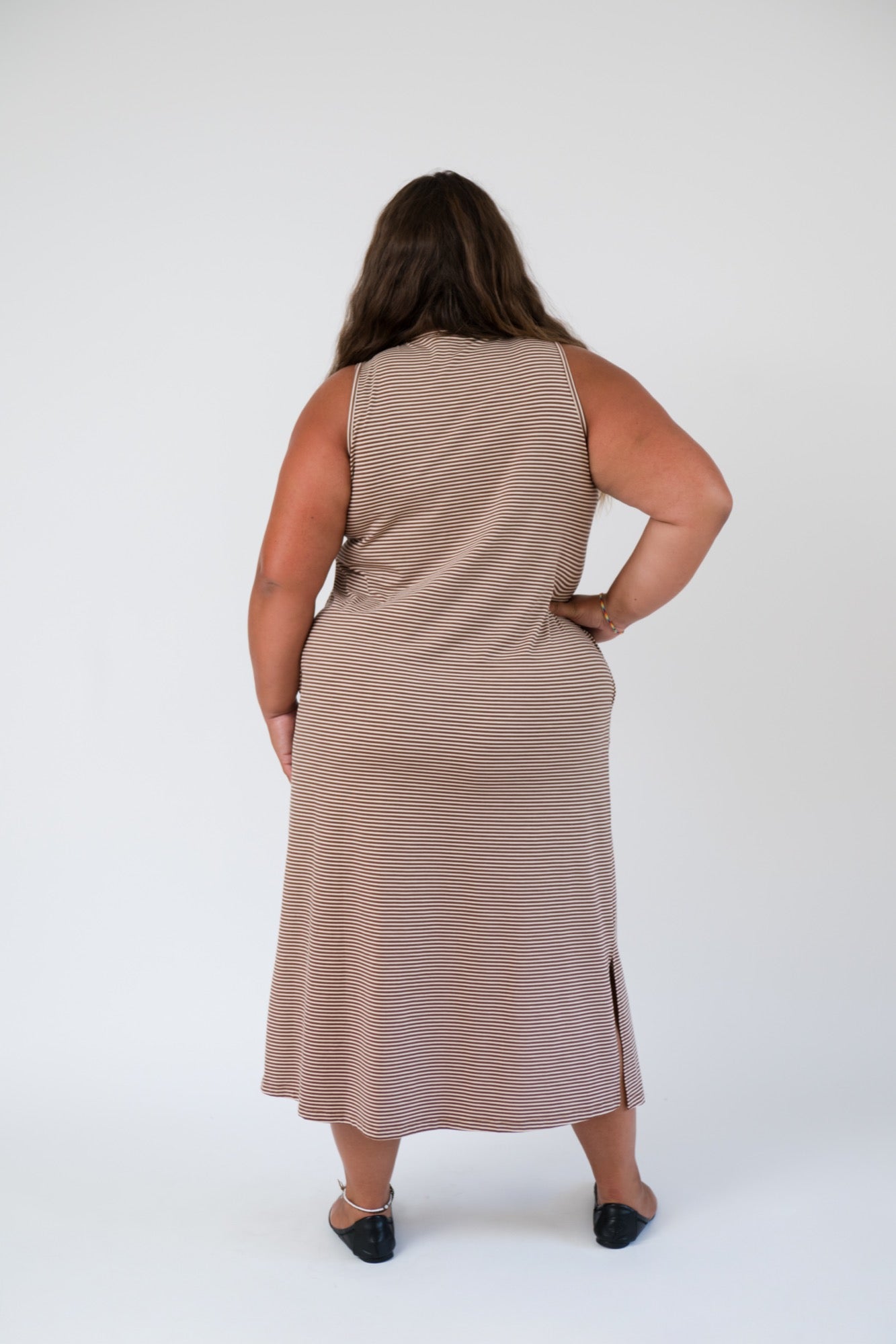 Thalia Midi Dress in Tiramisu Stripe