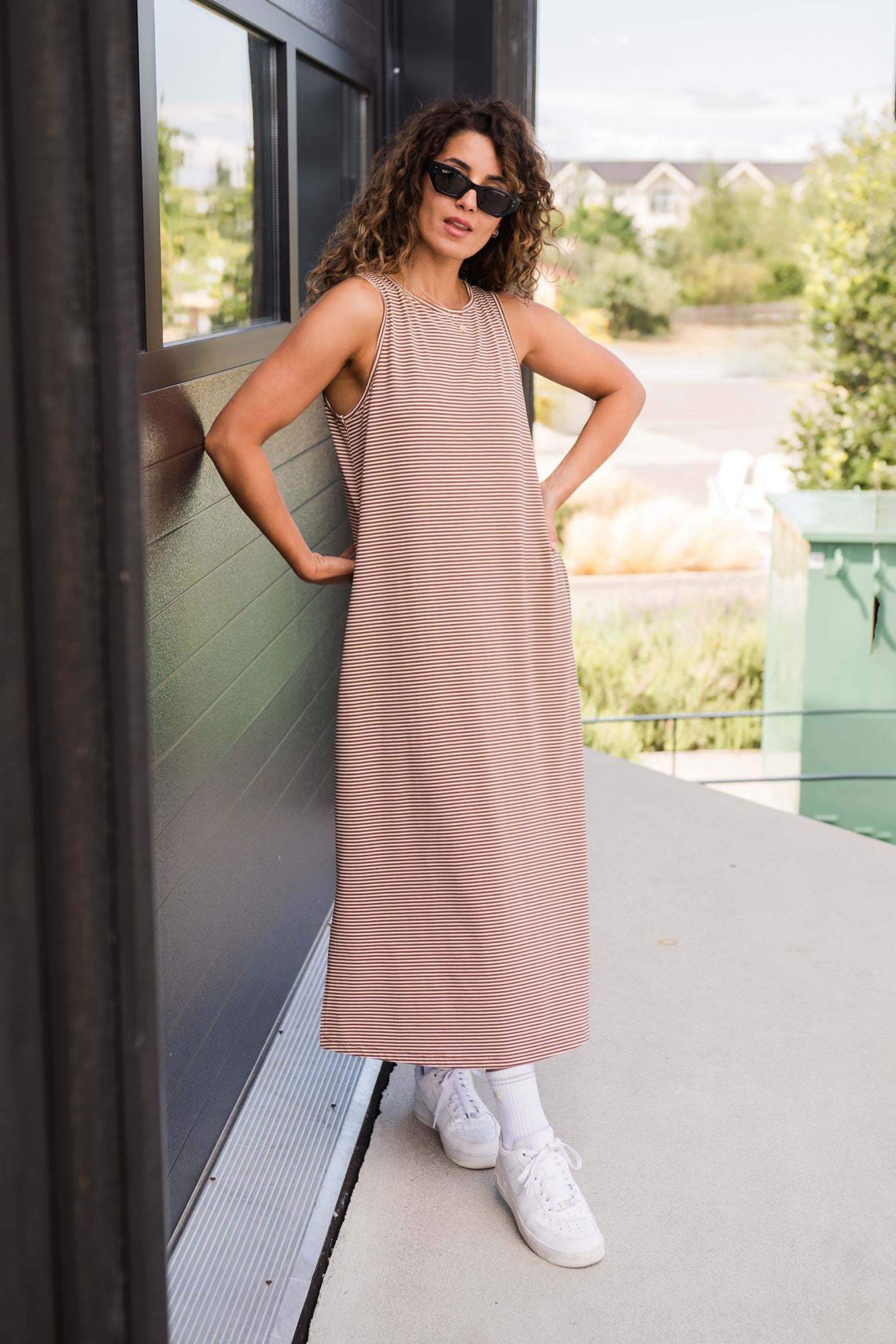 Thalia Midi Dress in Tiramisu Stripe
