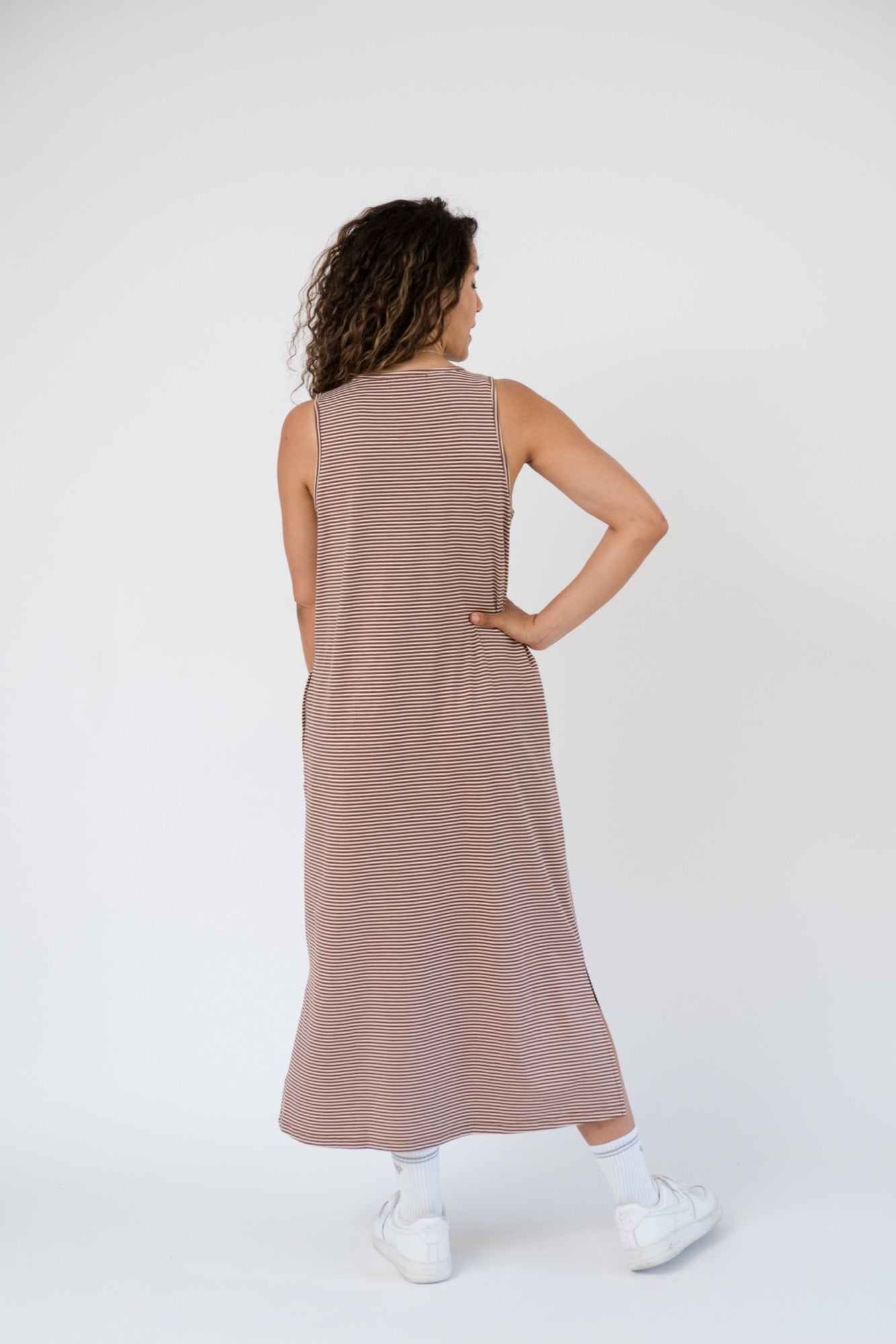 Thalia Midi Dress in Tiramisu Stripe