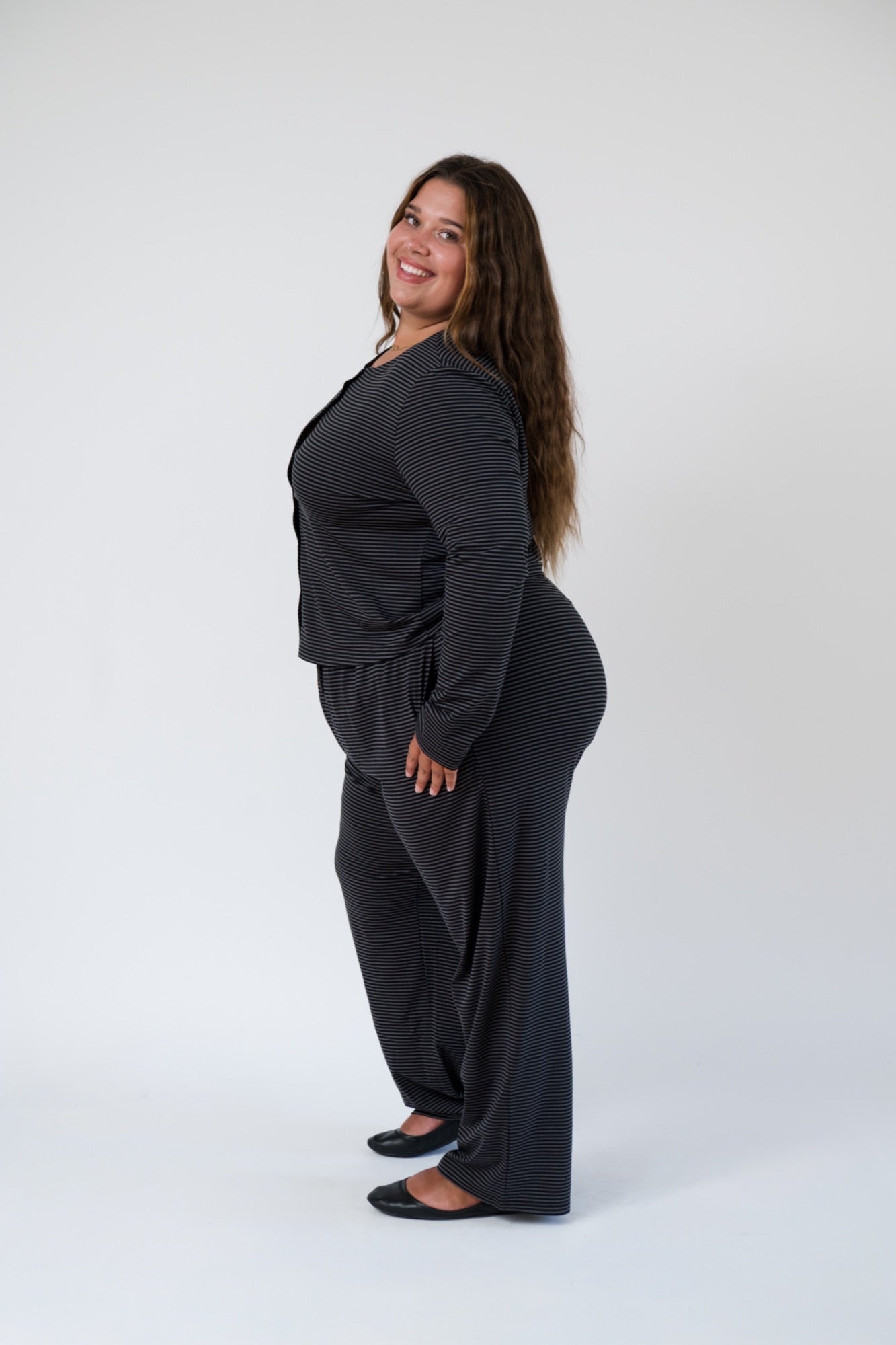 Thalia Lounge Pants in Charcoal Stripe
