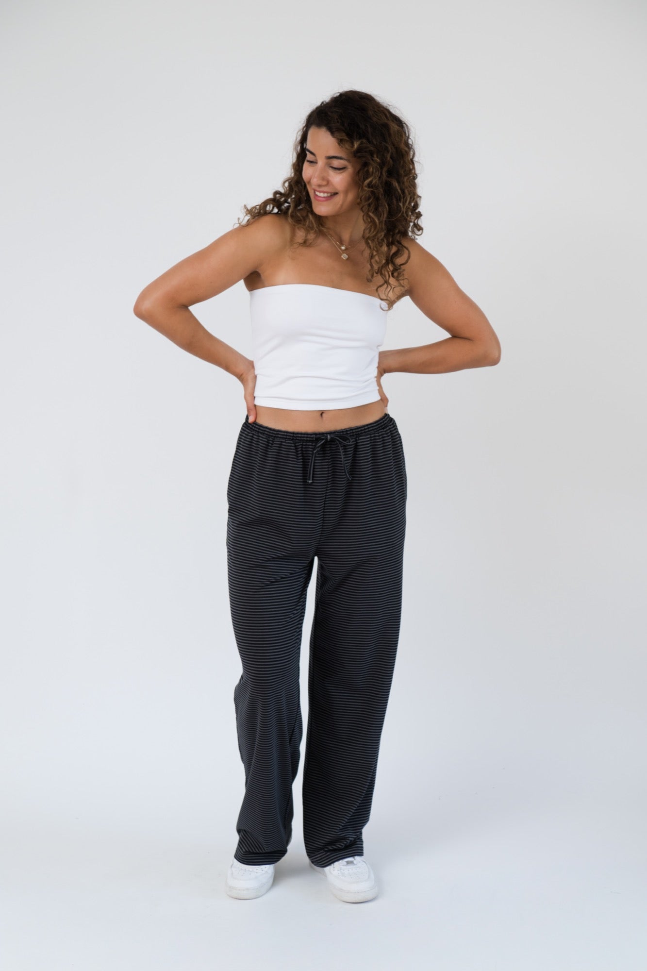 Thalia Lounge Pants in Charcoal Stripe