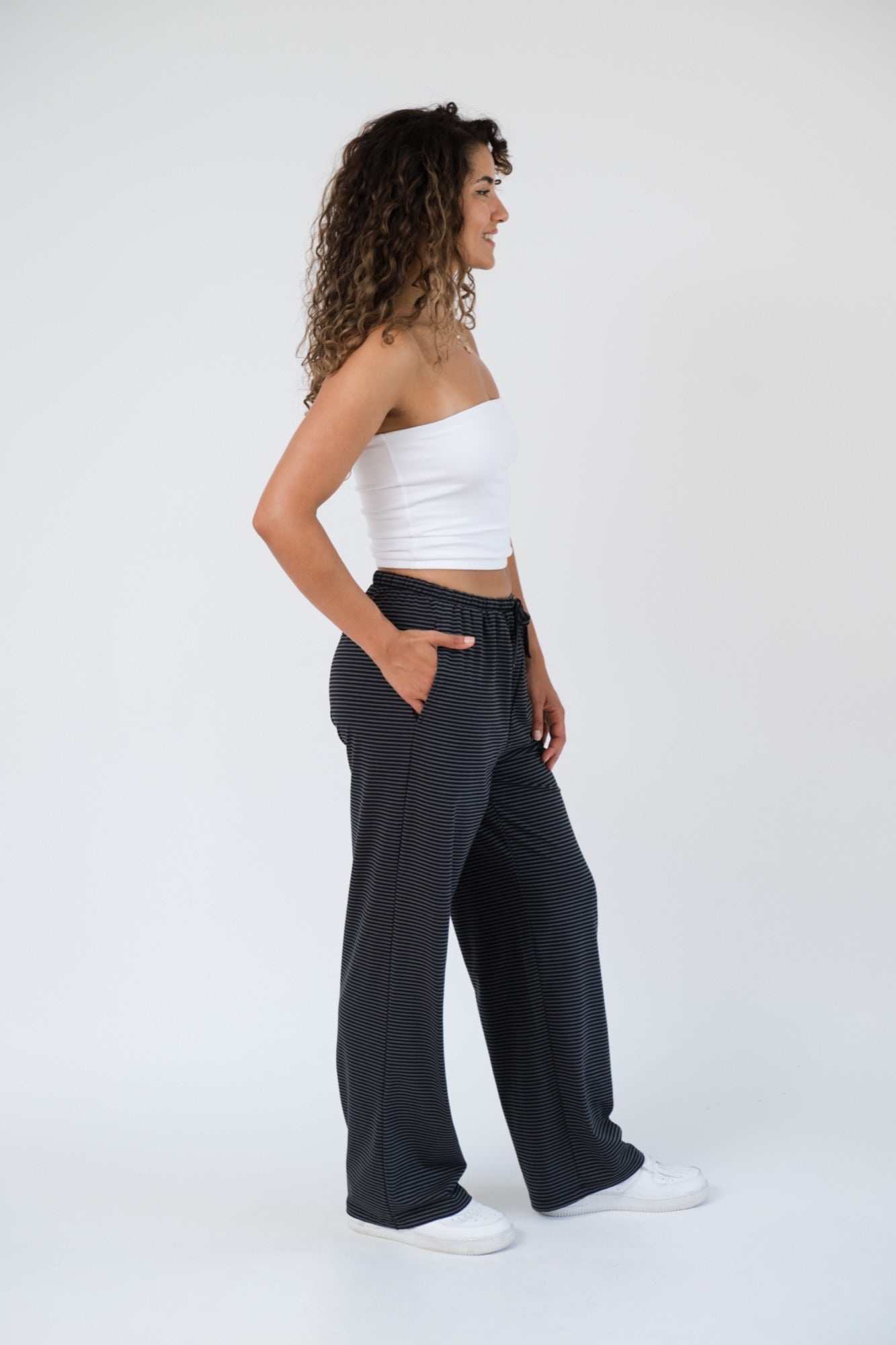 Thalia Lounge Pants in Charcoal Stripe