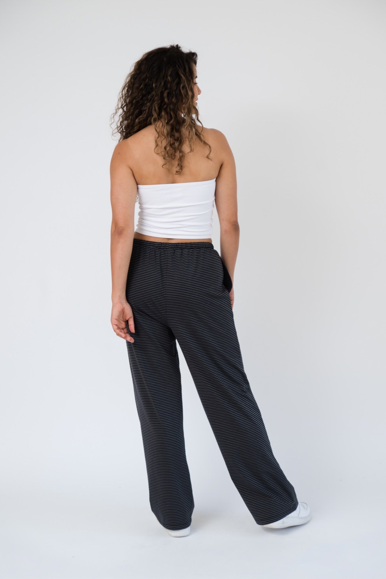 Thalia Lounge Pants in Charcoal Stripe