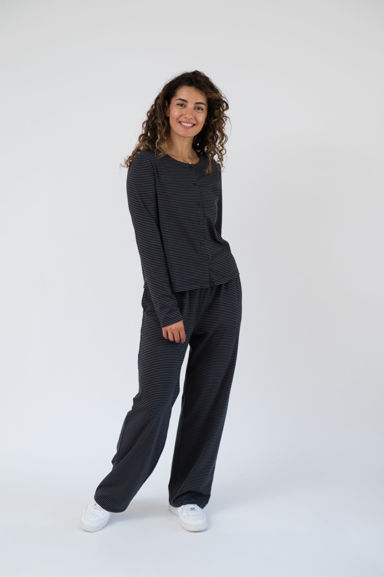Thalia Lounge Pants in Charcoal Stripe