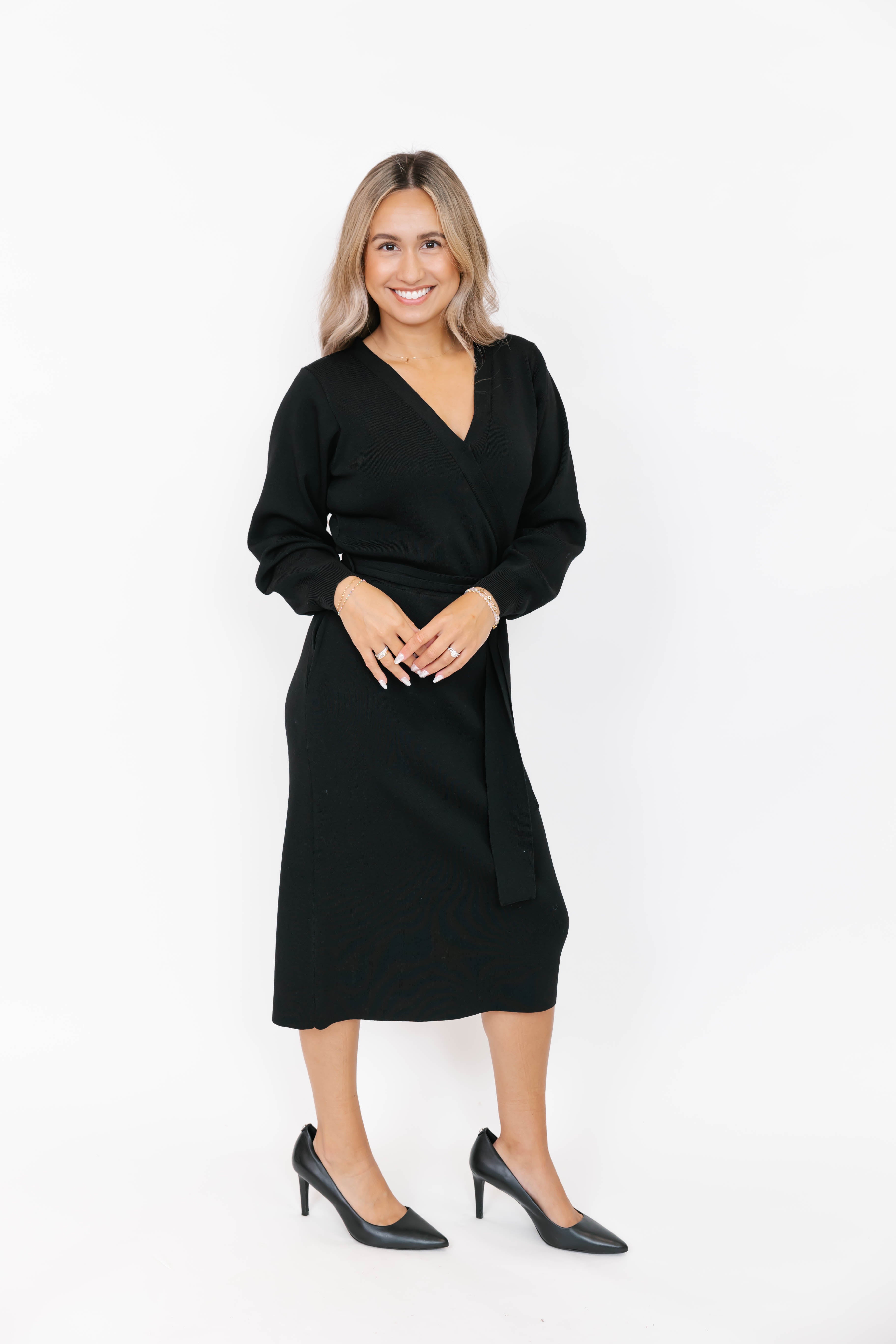 Tori Knit Dress in Midnight Black