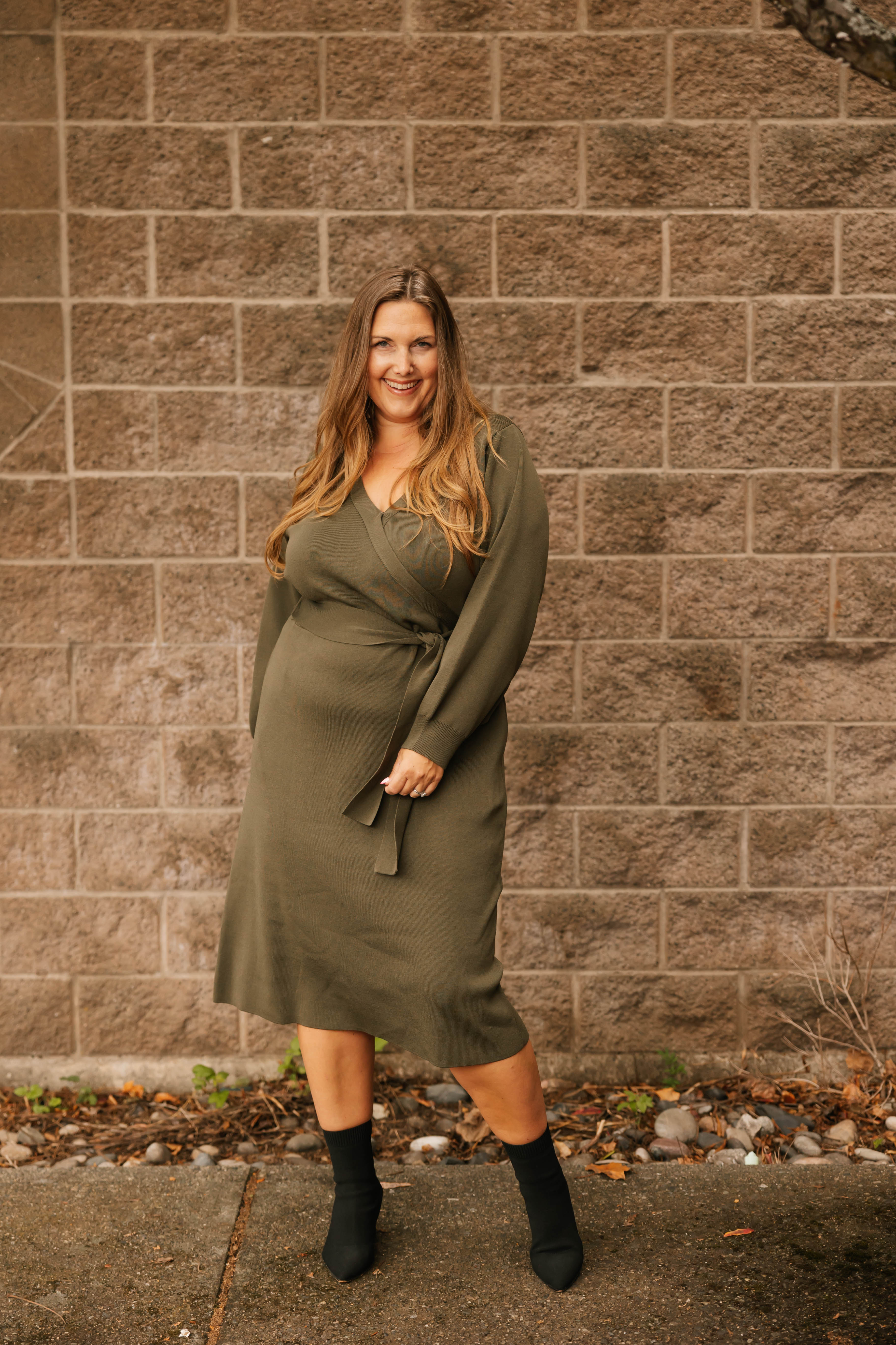 Tori Knit Dress in Forest Green