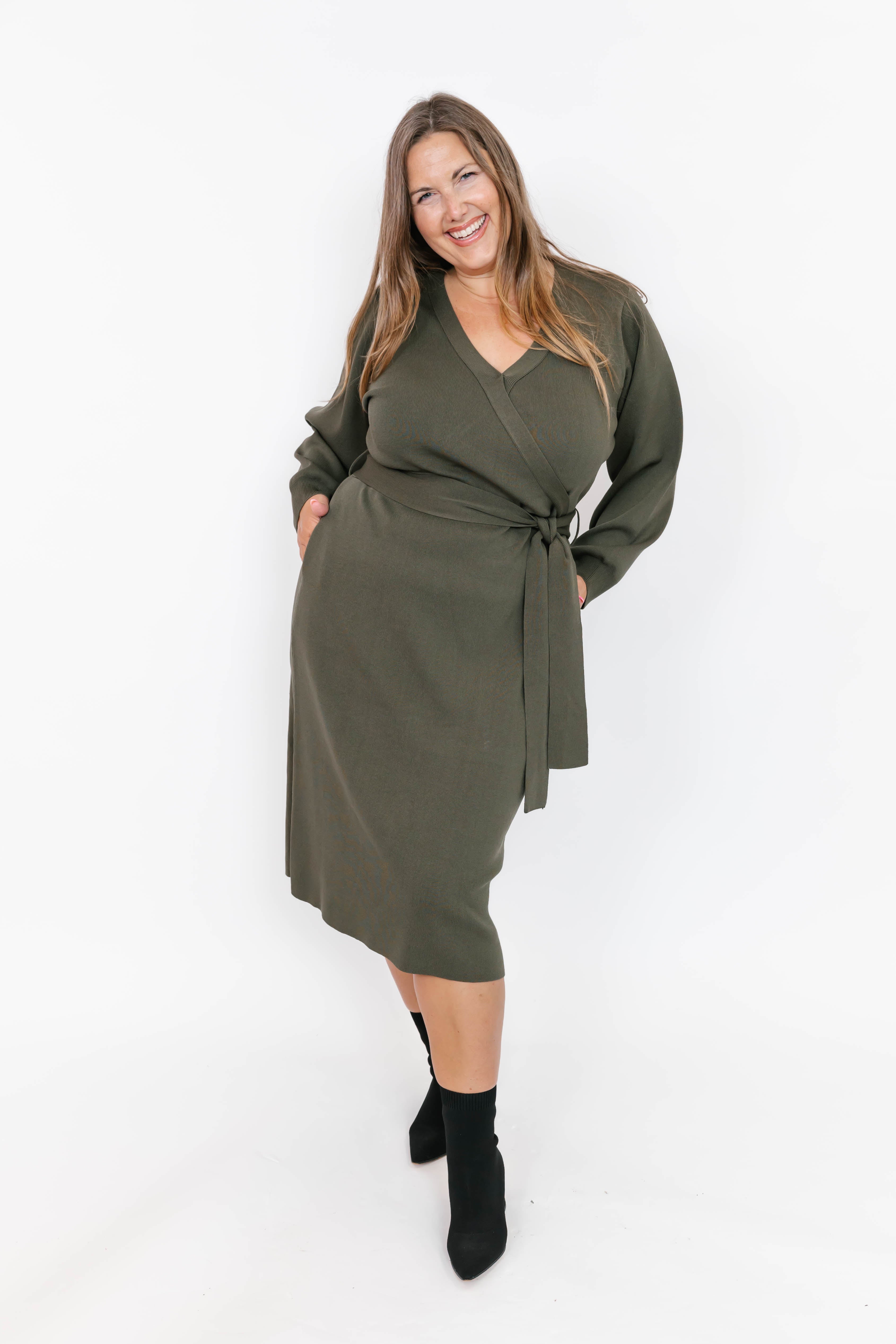 Tori Knit Dress in Forest Green