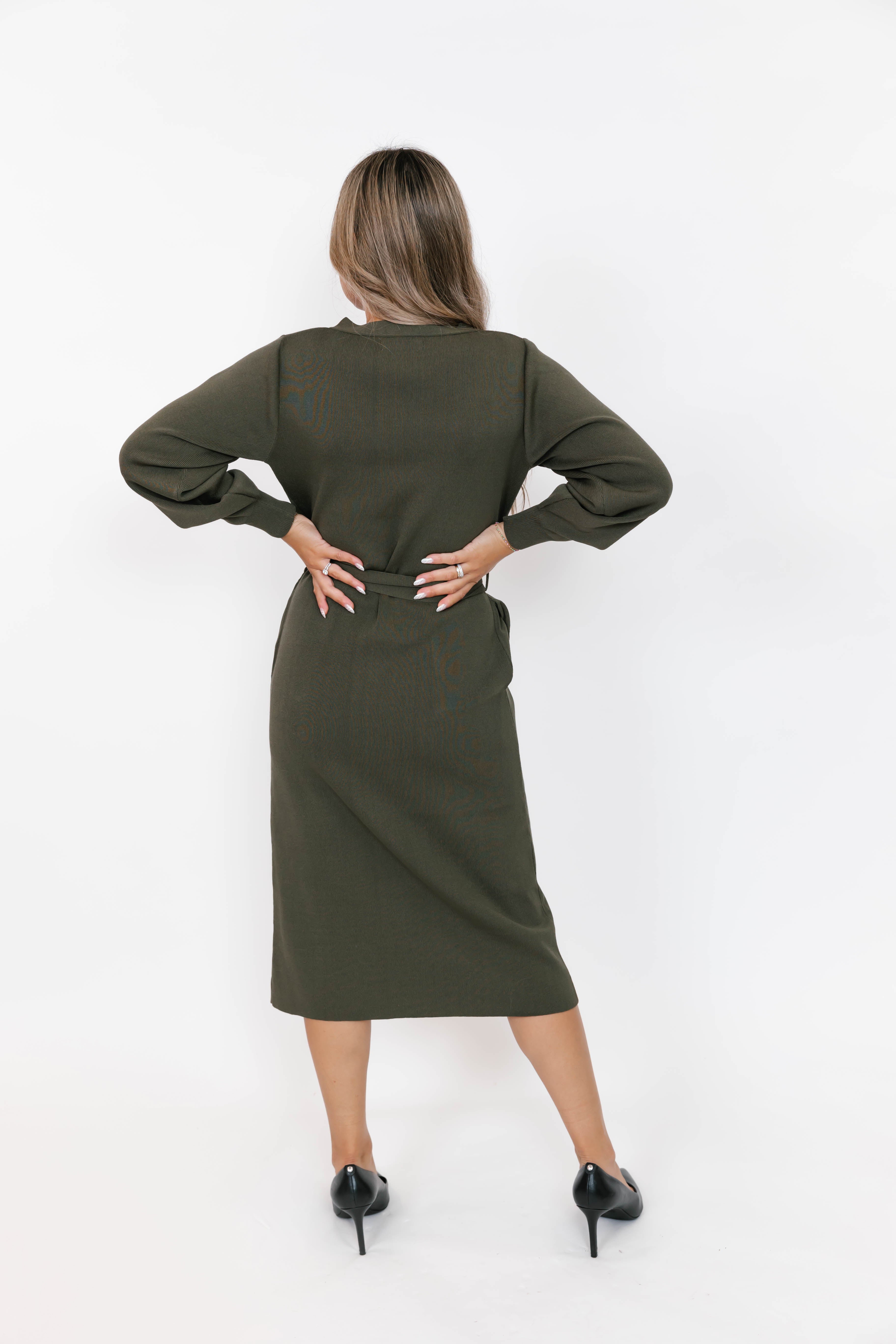 Tori Knit Dress in Forest Green