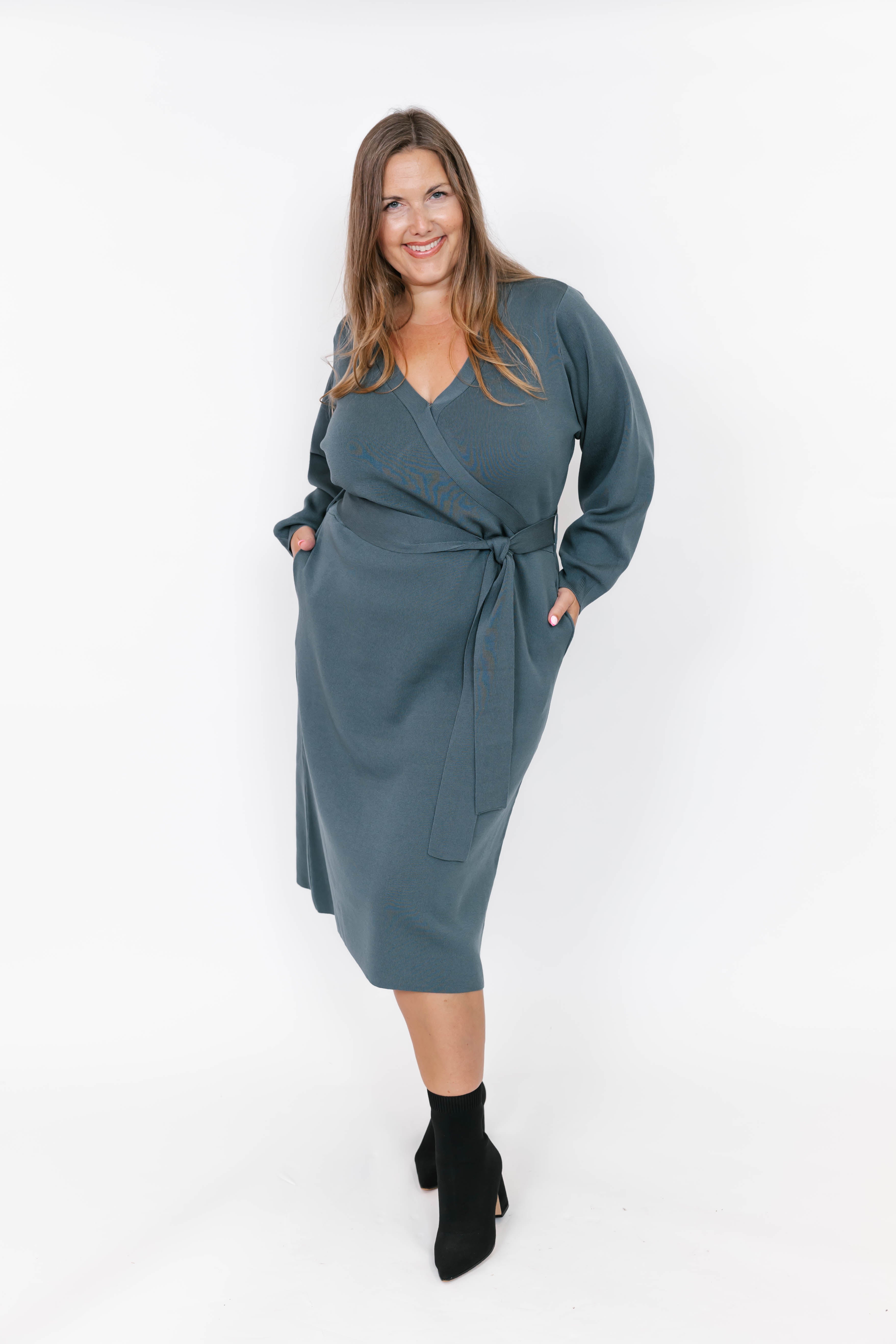 Tori Knit Dress in French Teal