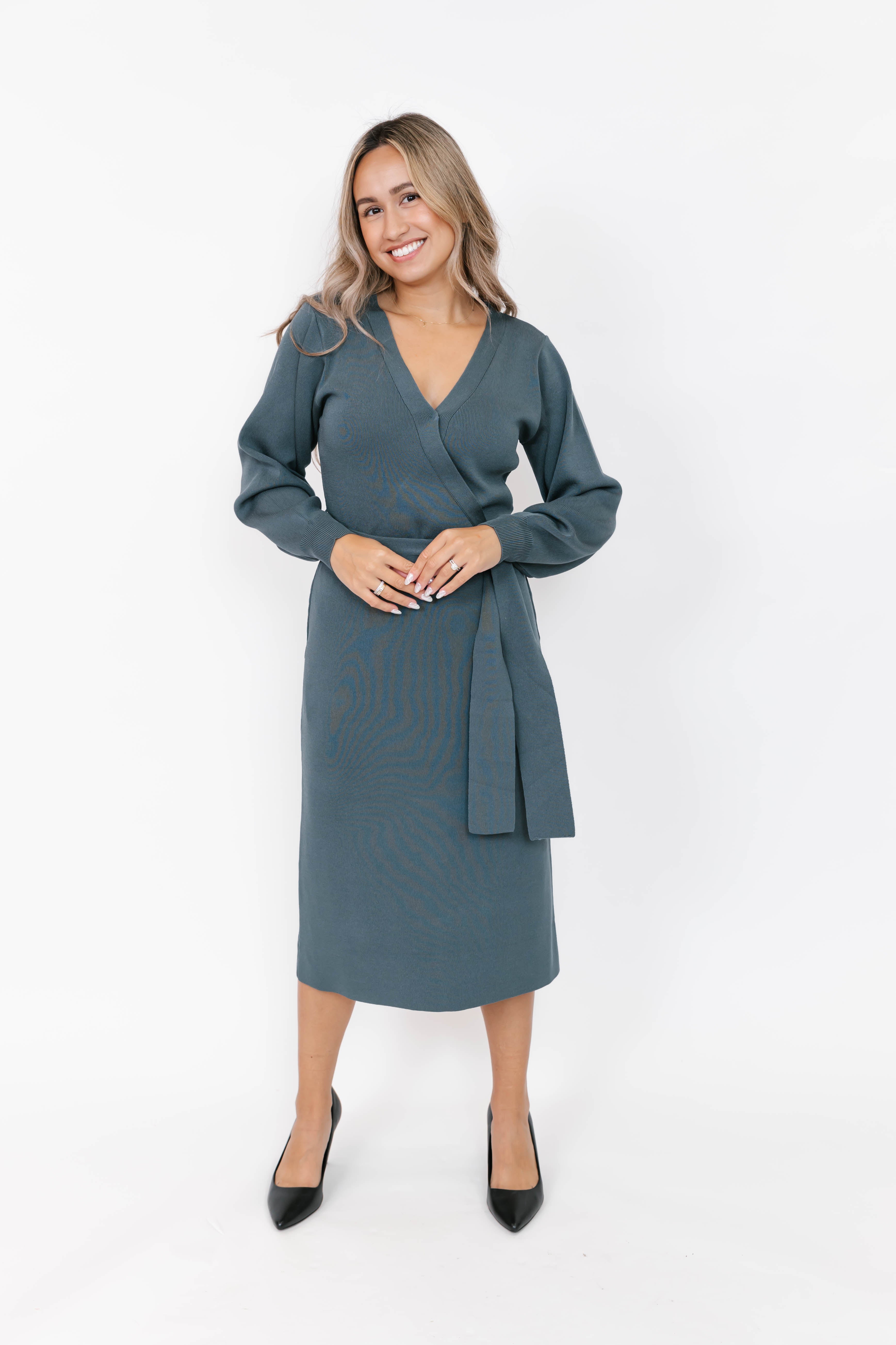 Tori Knit Dress in French Teal