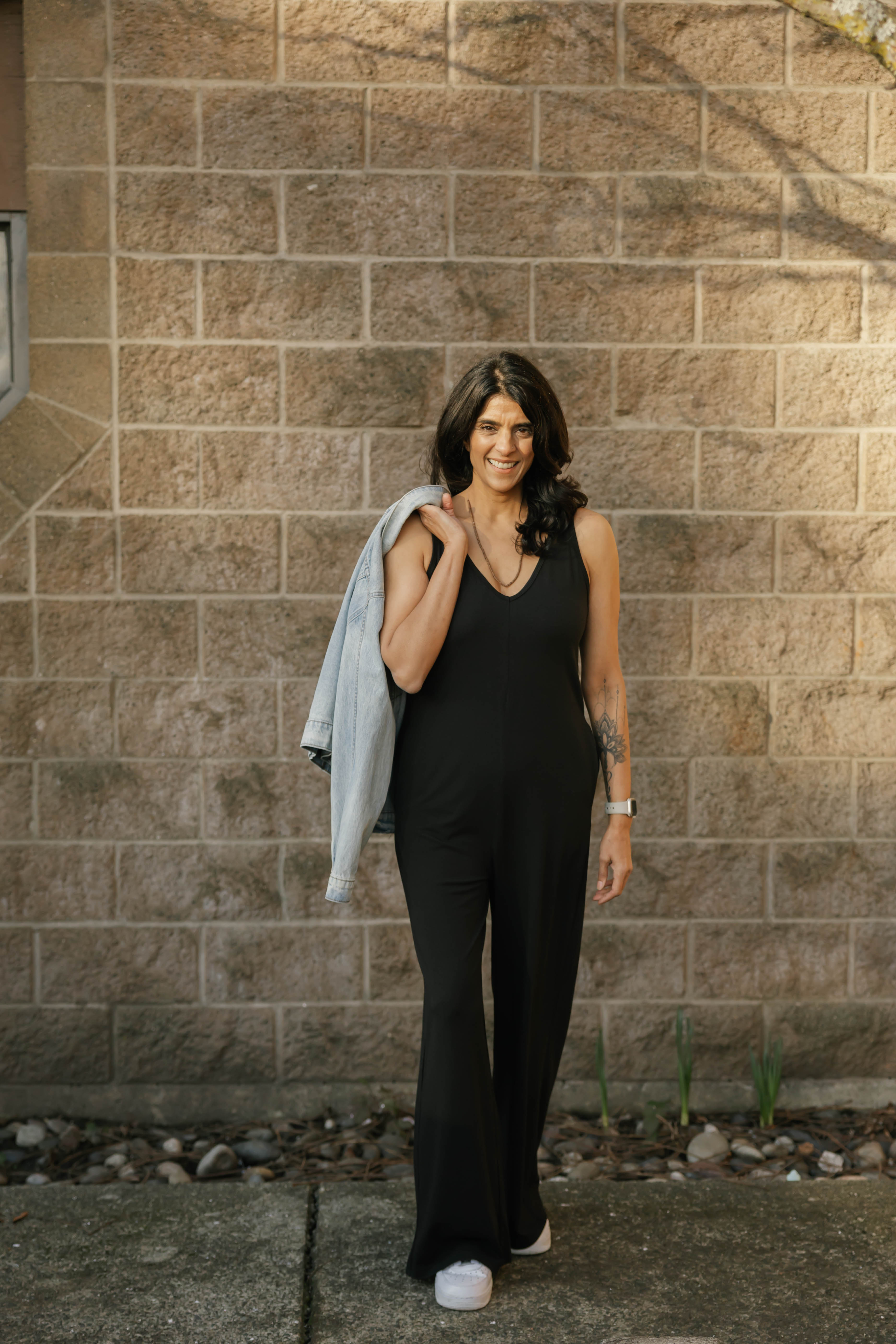 Tuesday Wide Leg Romper in Midnight Black