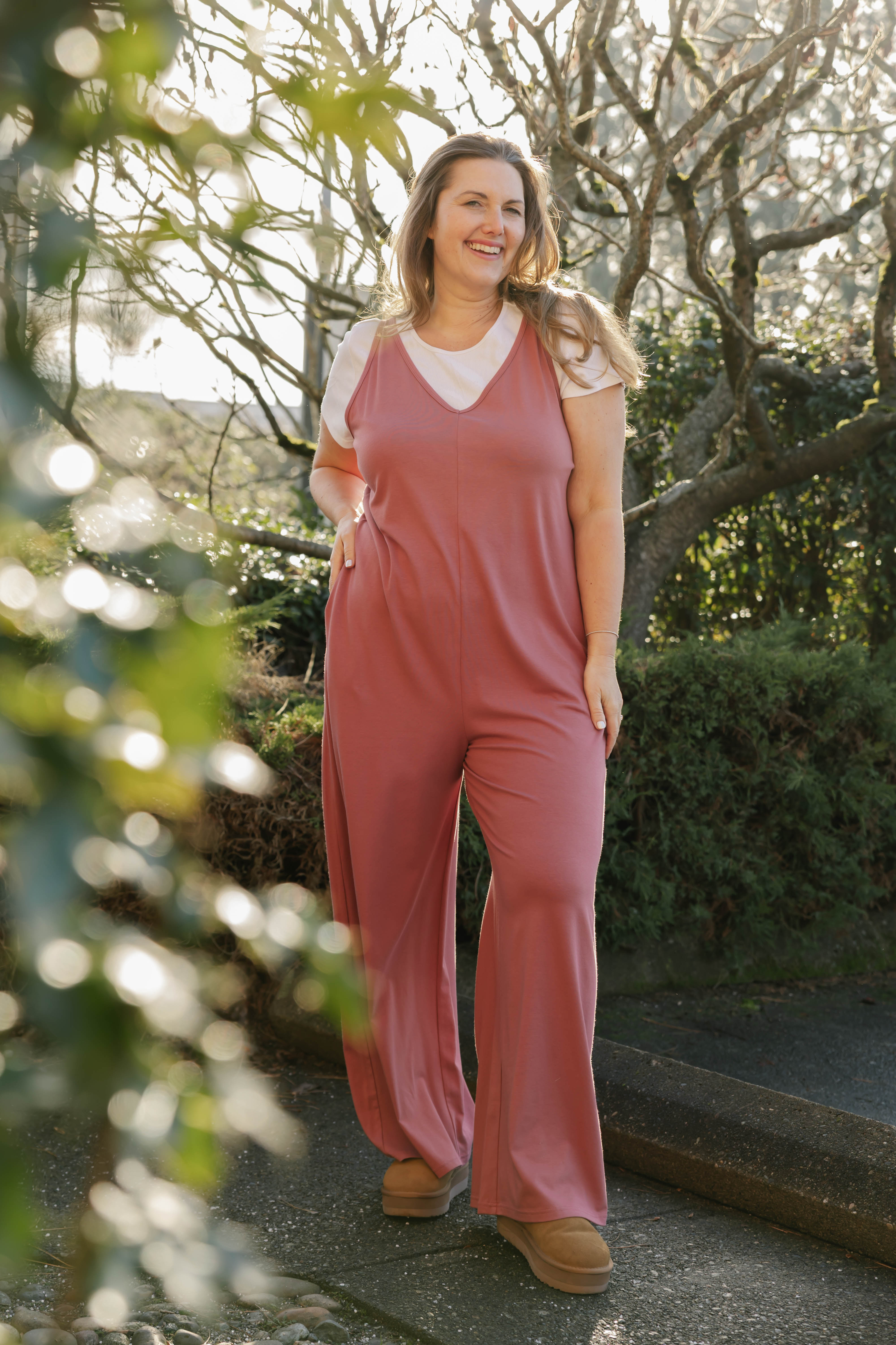 Tuesday Wide Leg Romper in Blush