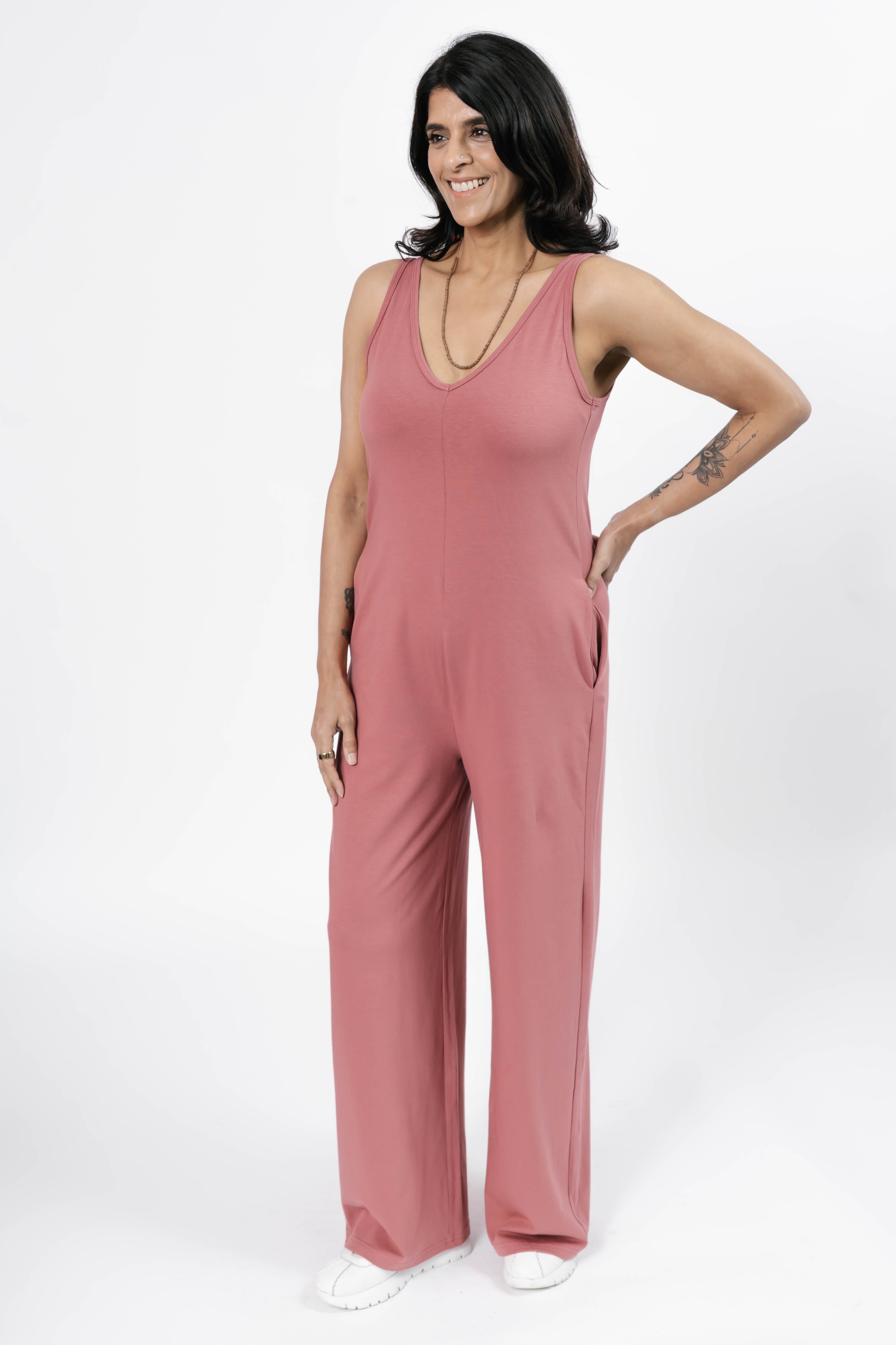 Tuesday Wide Leg Romper in Blush