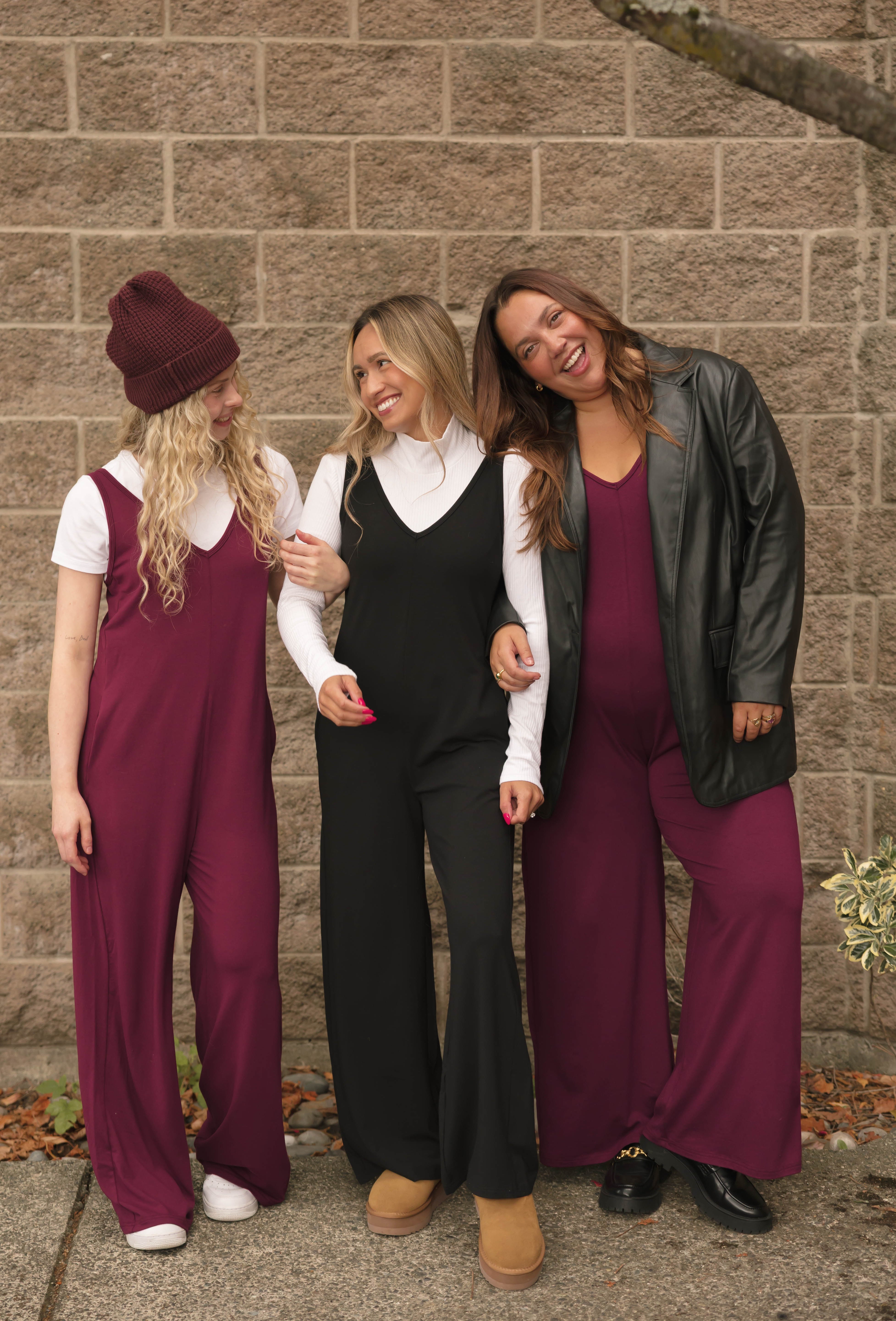 Tuesday Wide Leg Romper in Merlot