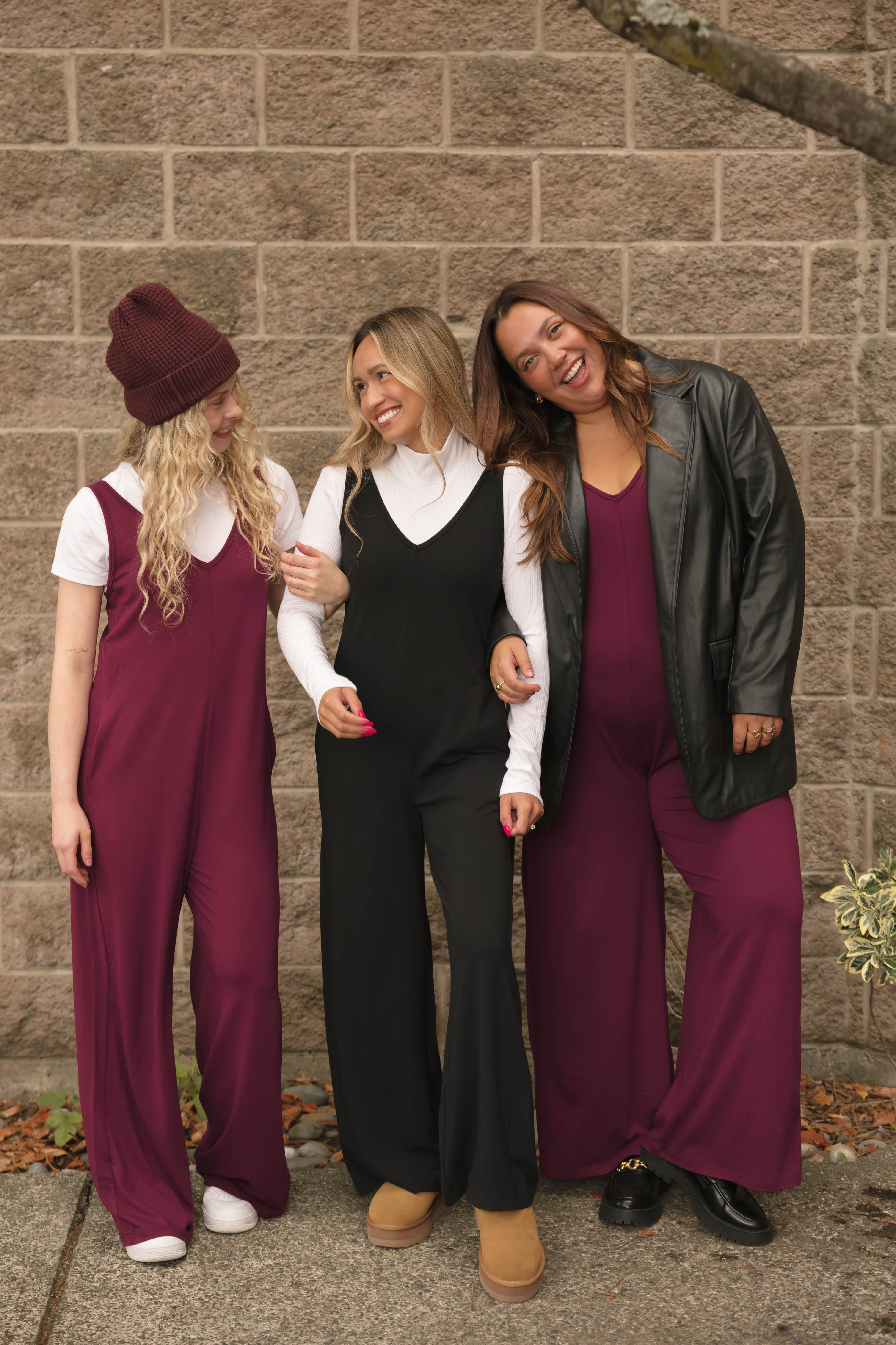 Tuesday Wide Leg Romper in Merlot