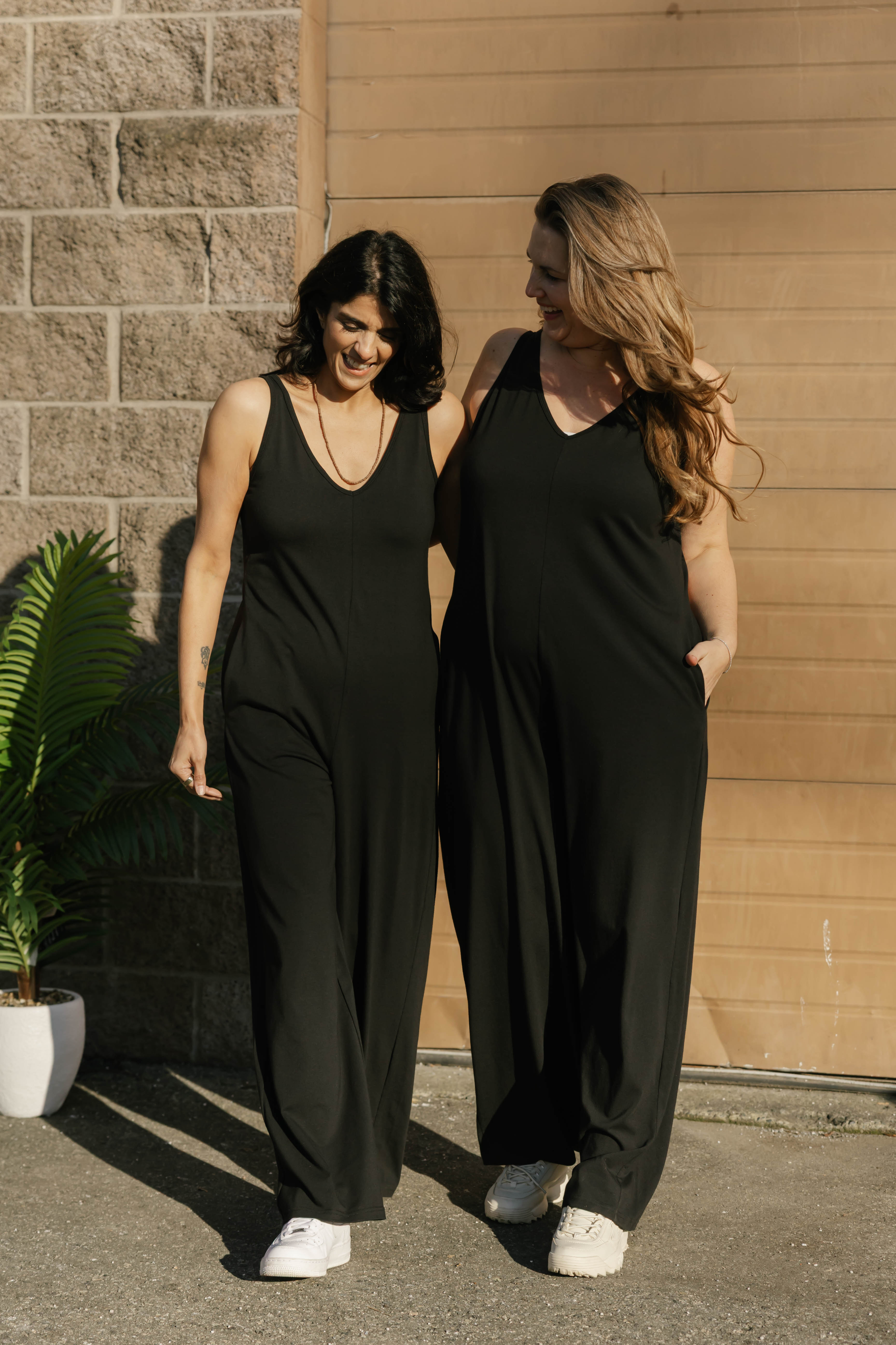 Tuesday Wide Leg Romper in Midnight Black