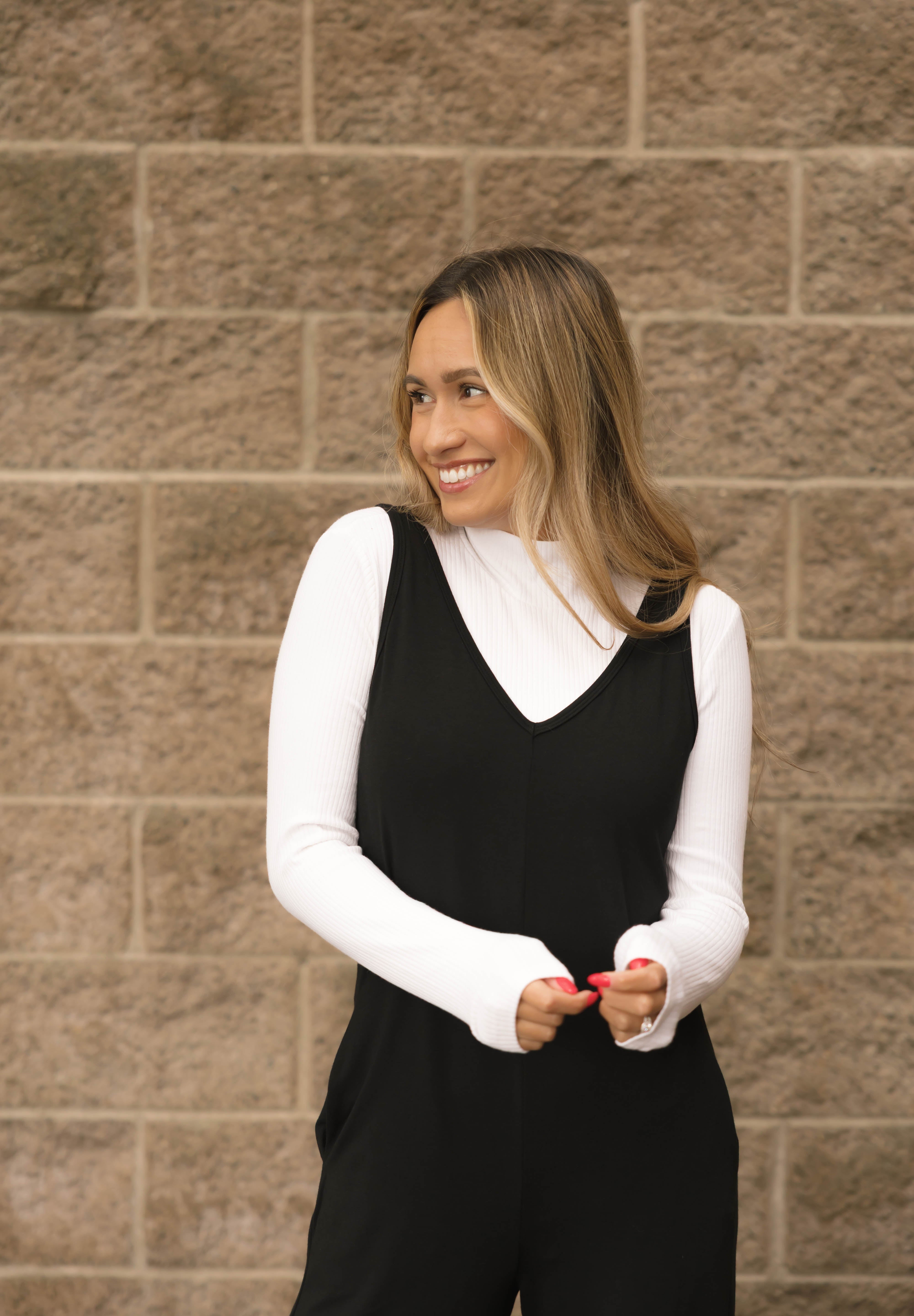 Tuesday Wide Leg Romper in Midnight Black