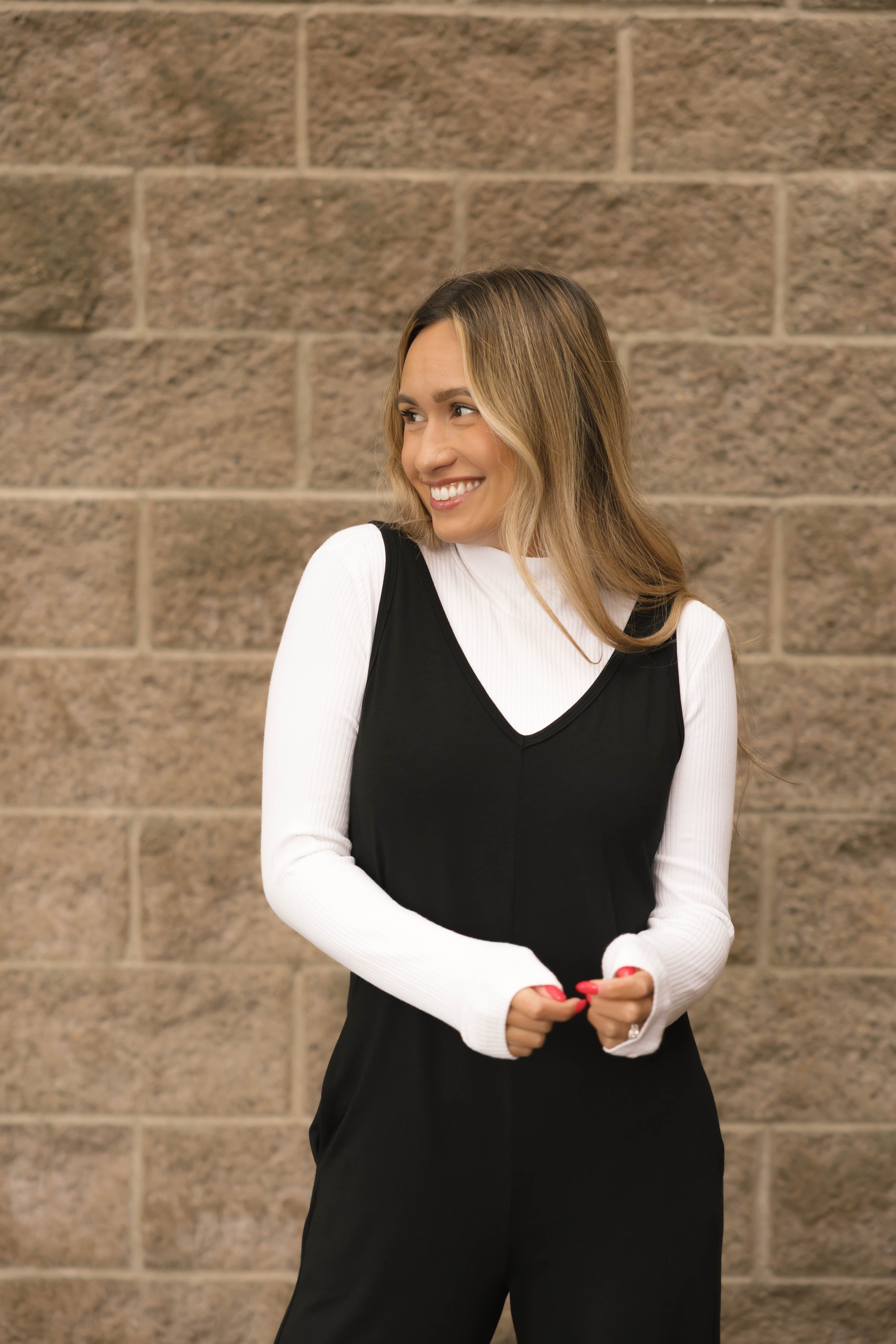 Tuesday Wide Leg Romper in Midnight Black