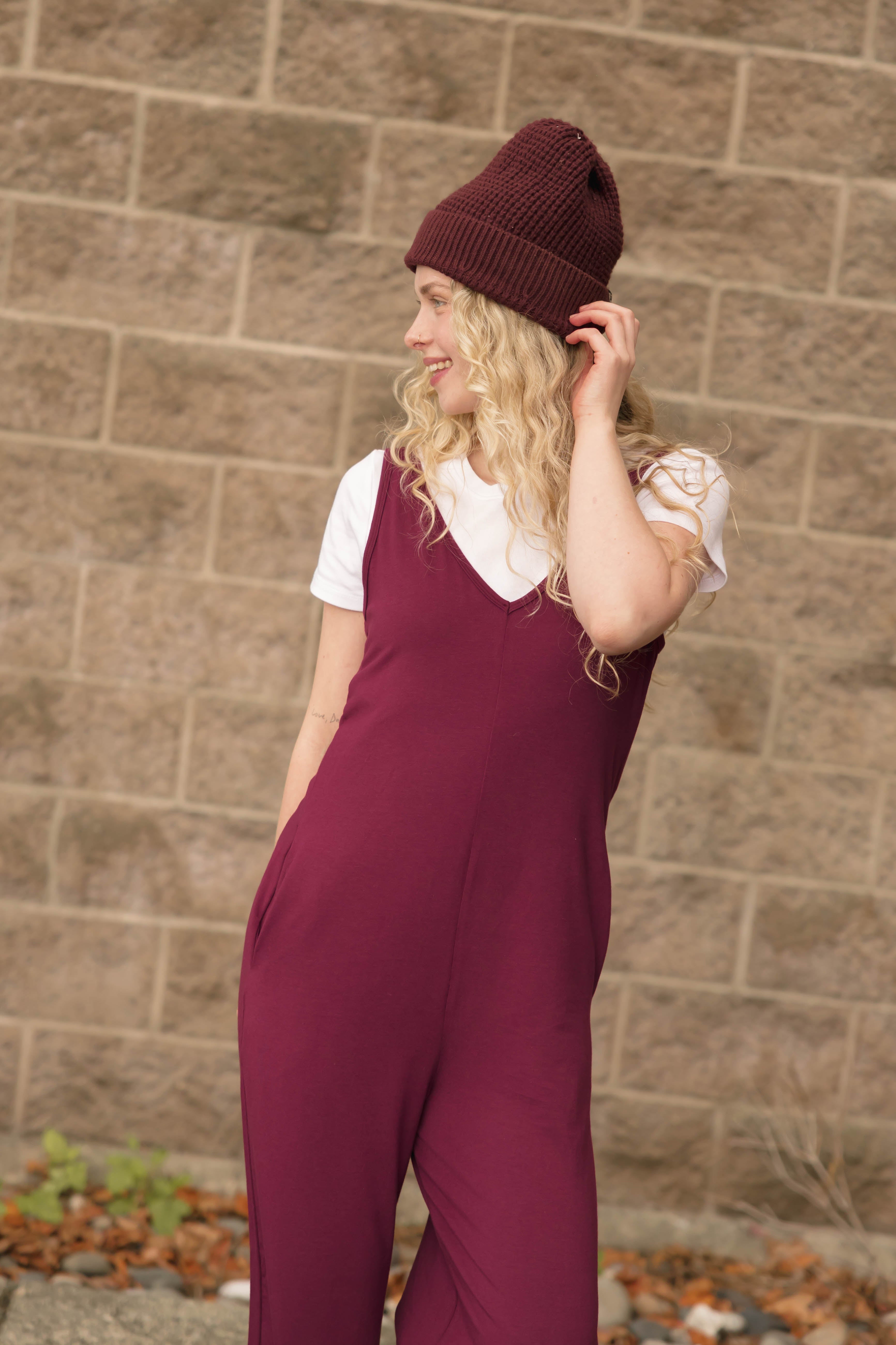 Tuesday Wide Leg Romper in Merlot