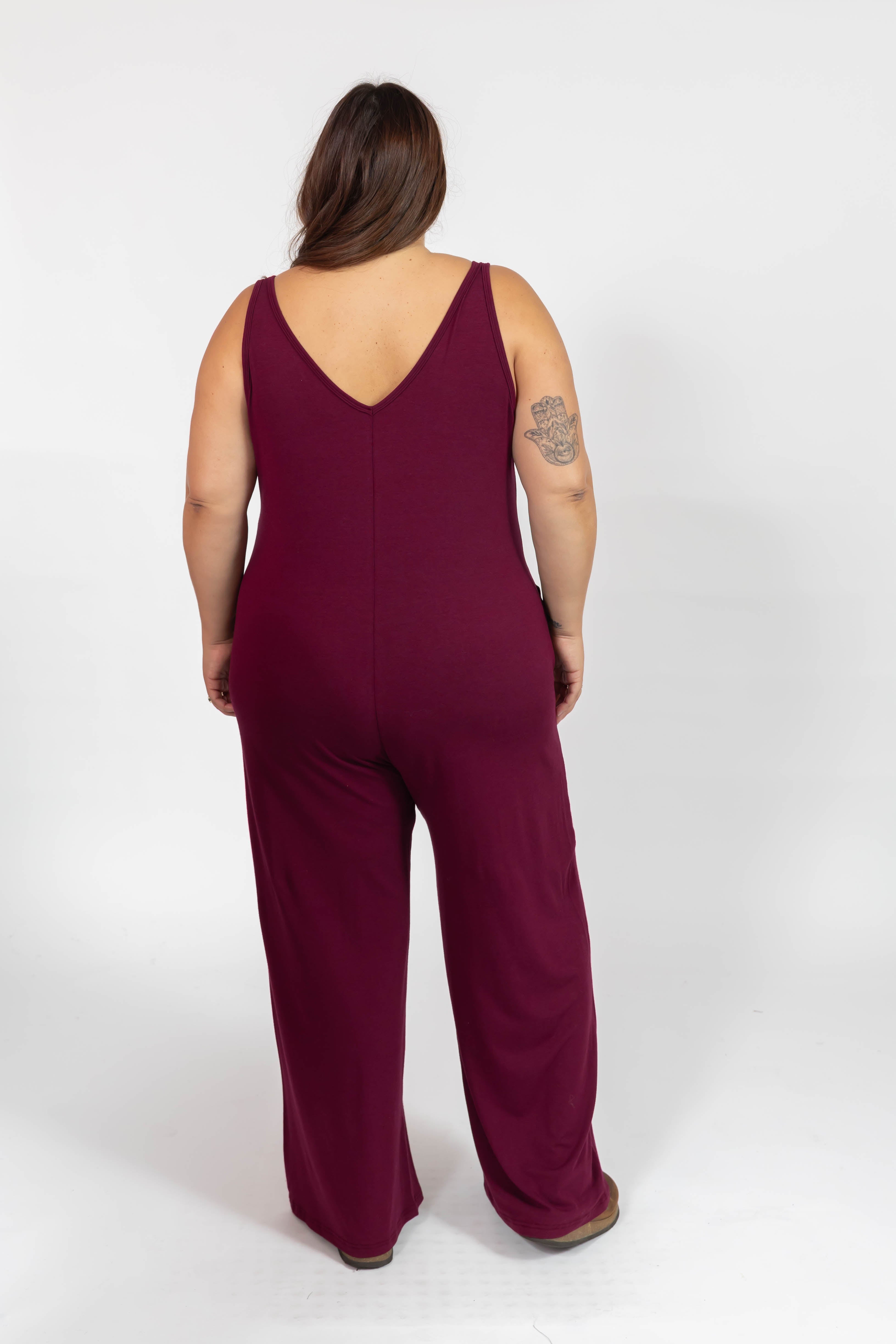 Tuesday Wide Leg Romper in Merlot
