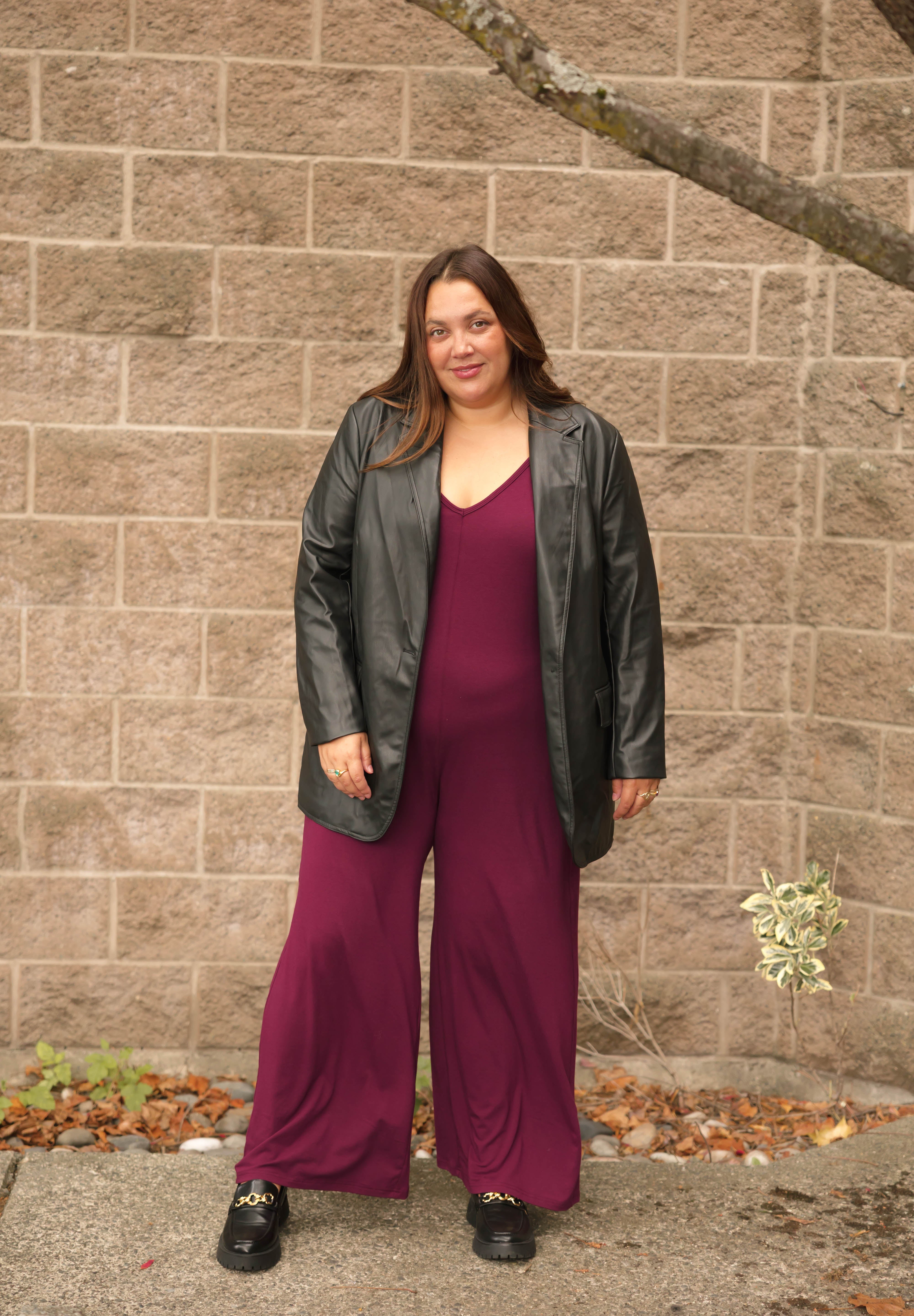 Tuesday Wide Leg Romper in Merlot