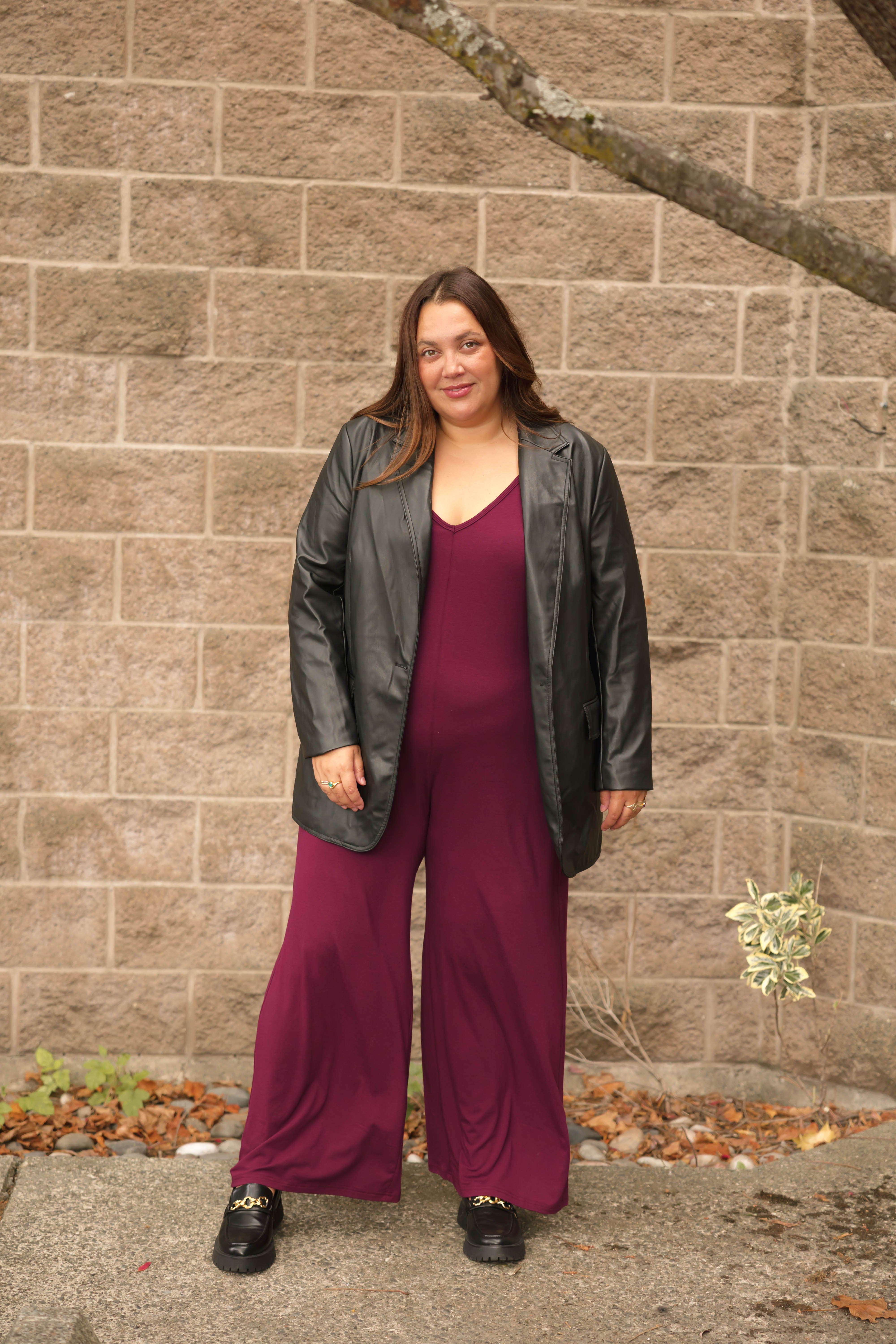 Tuesday Wide Leg Romper in Merlot