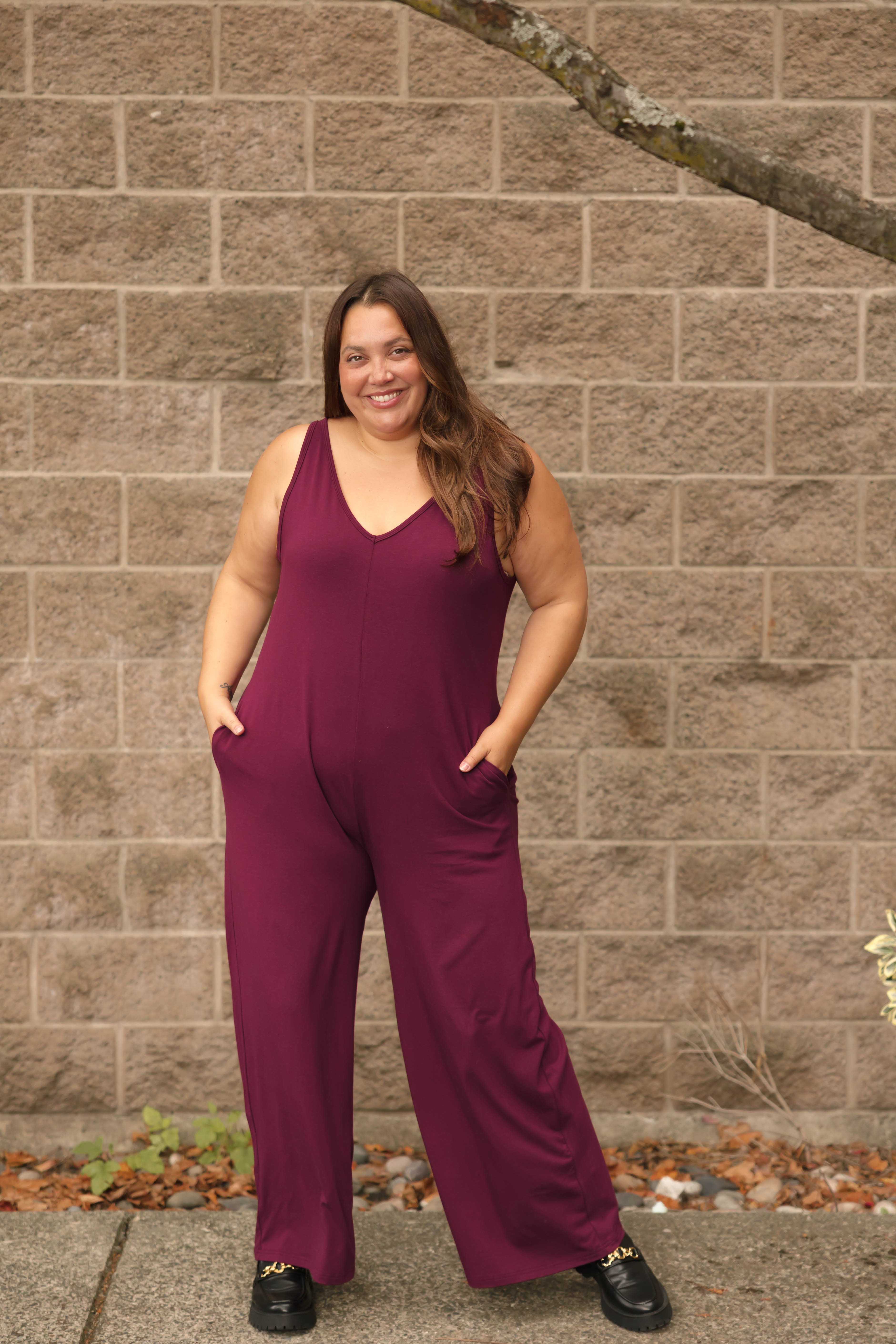 Tuesday Wide Leg Romper in Merlot