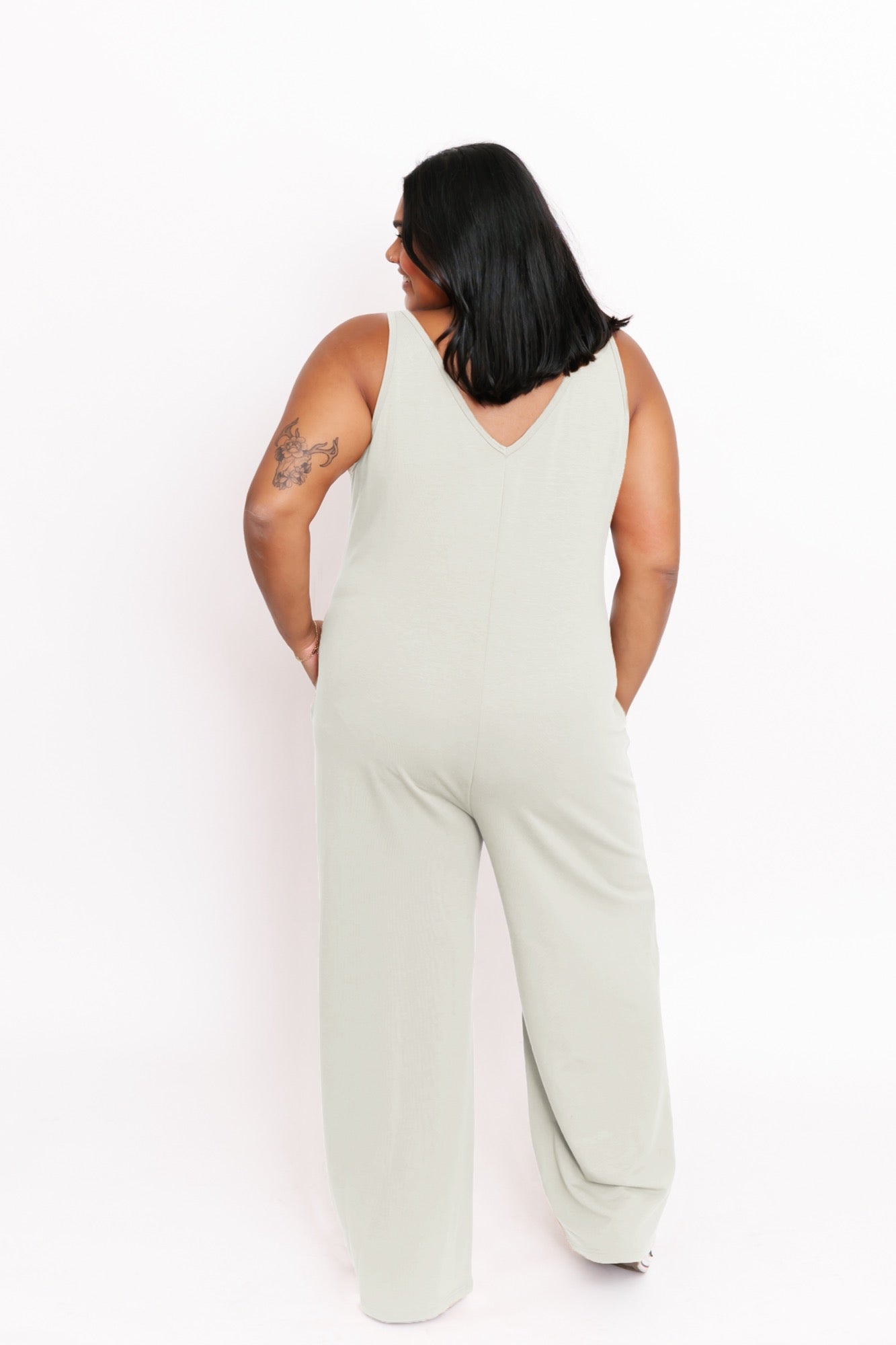 Tuesday Wide Leg Romper in Sage Green