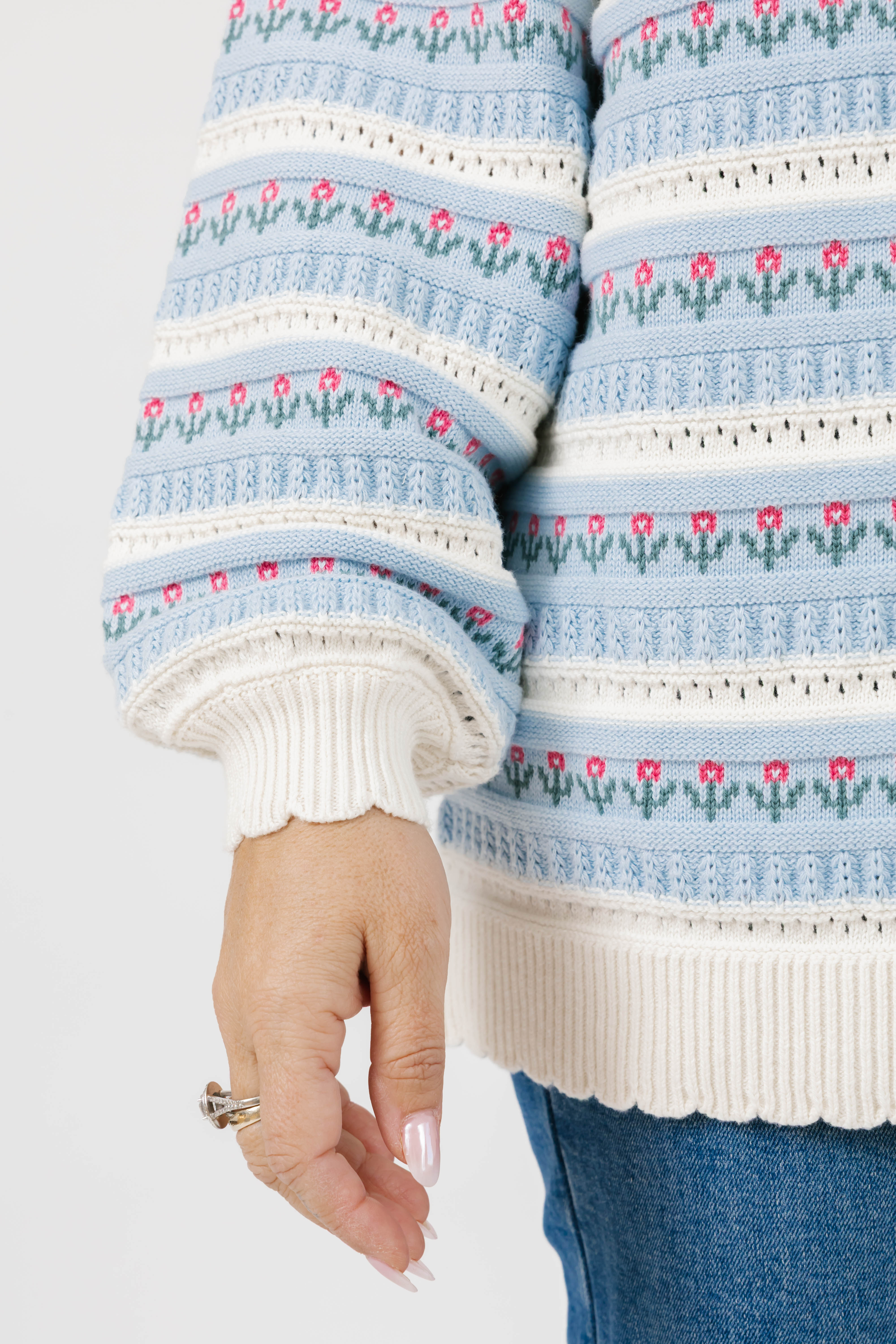 Tulip Cardigan in Blue Cream