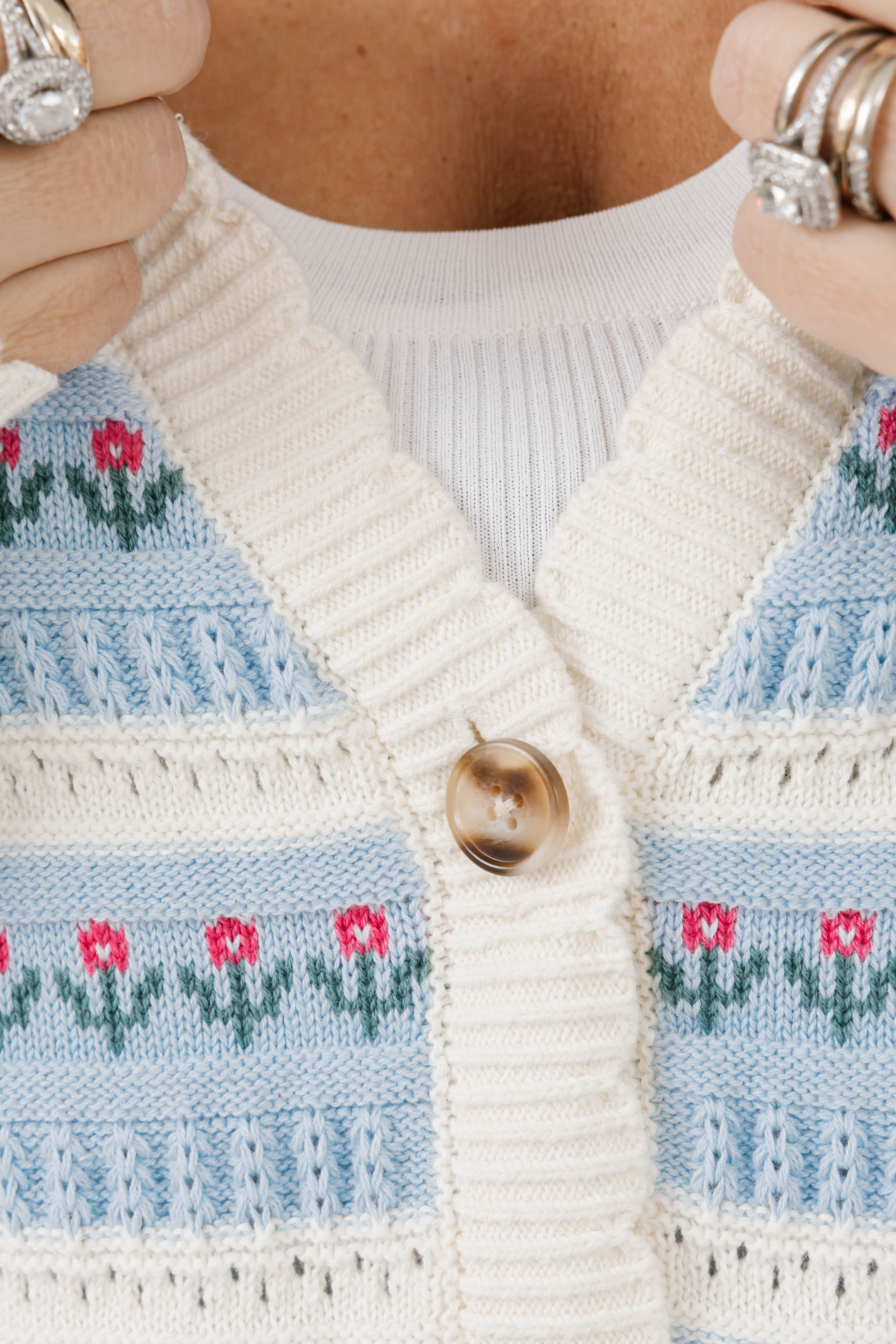 Tulip Cardigan in Blue Cream