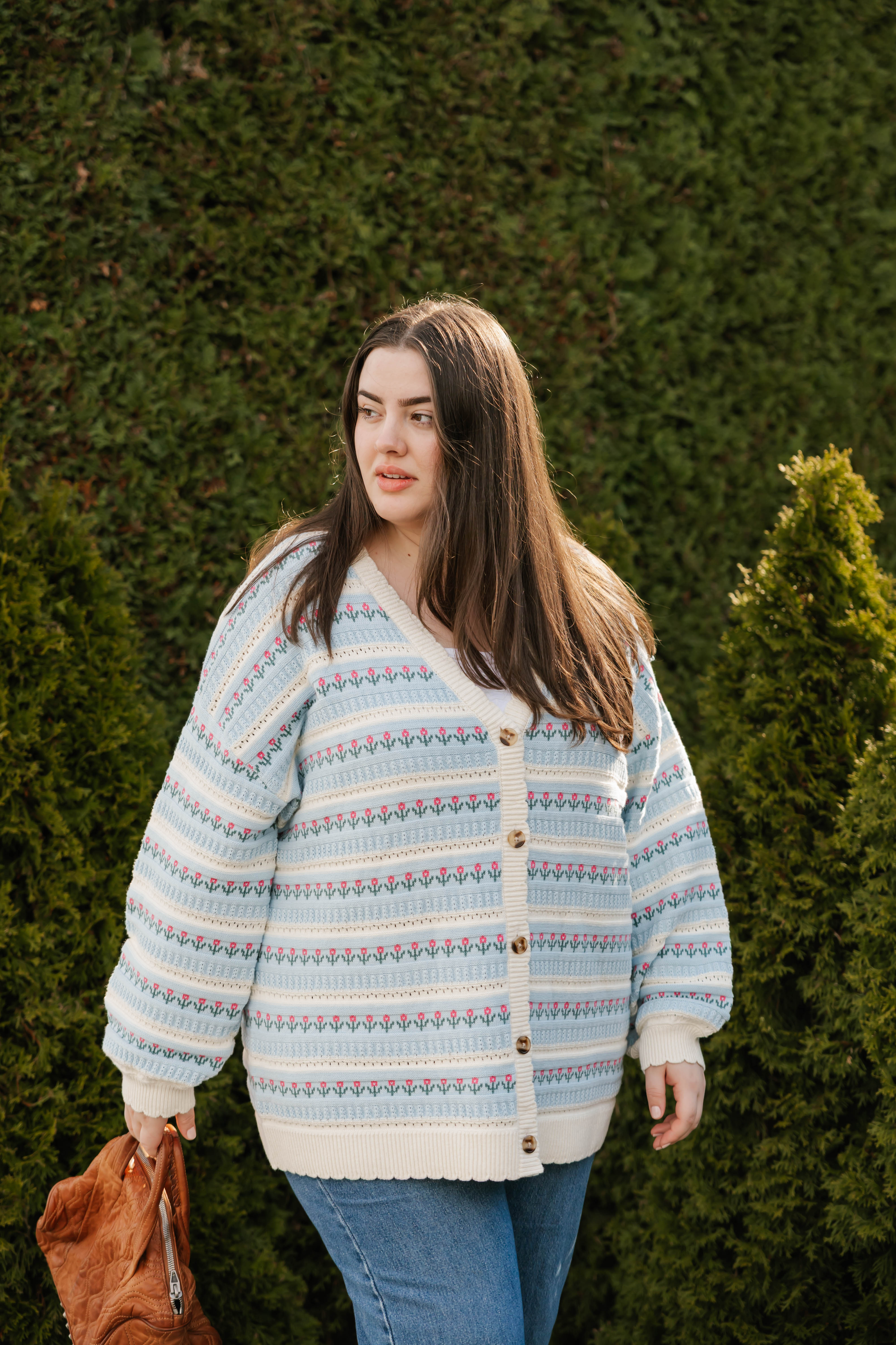 Tulip Cardigan in Blue Cream
