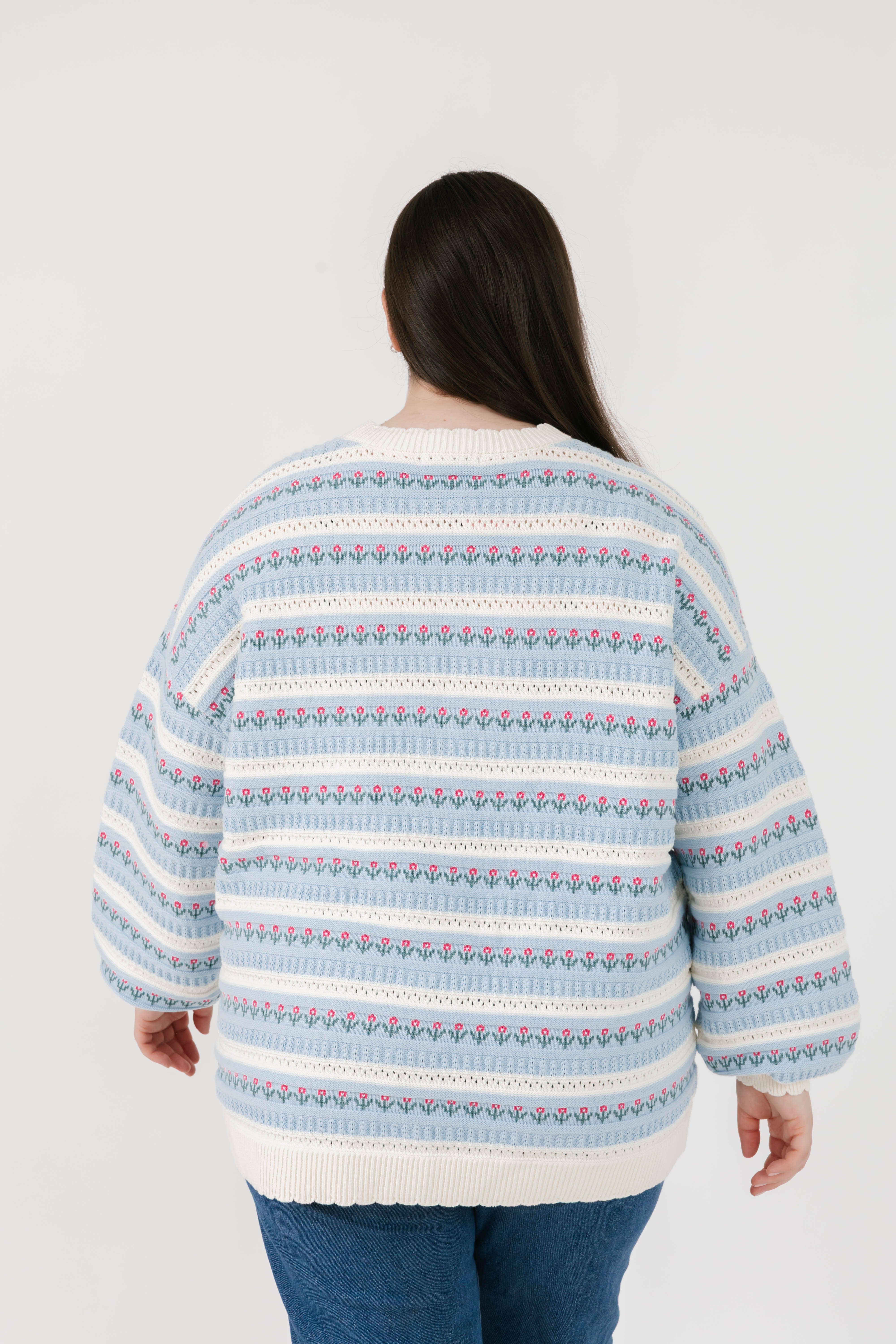Tulip Cardigan in Blue Cream