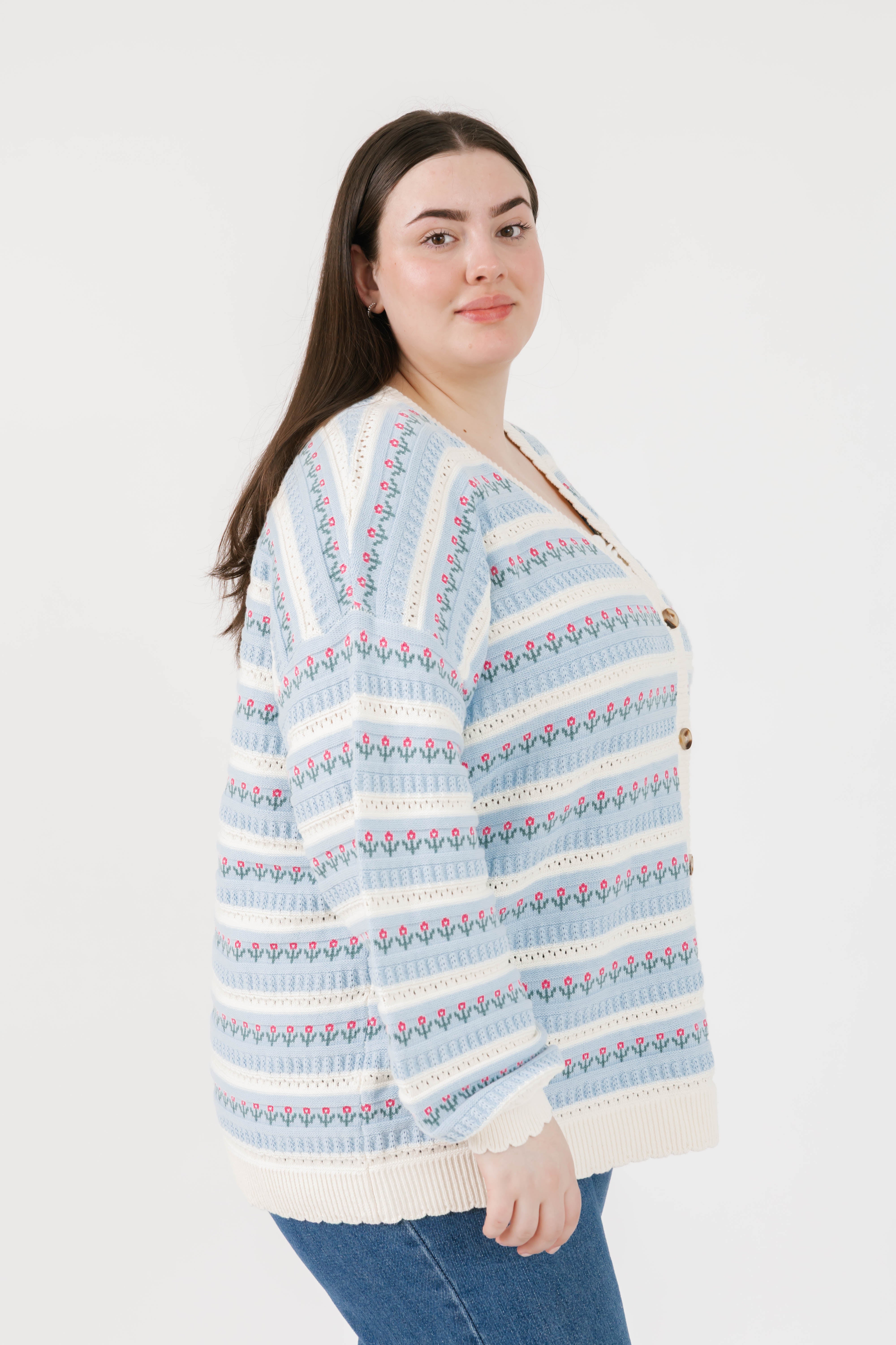 Tulip Cardigan in Blue Cream