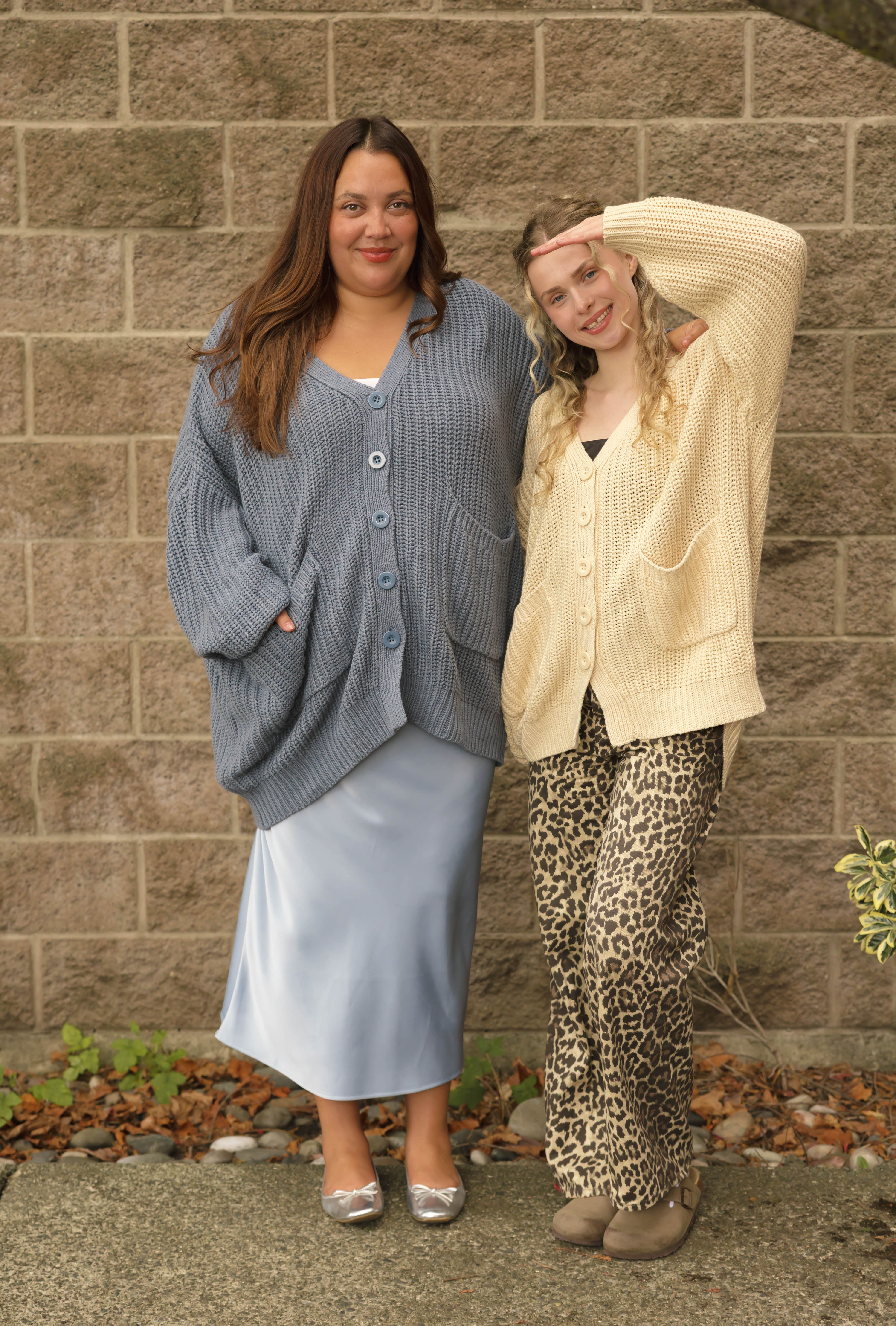 Waverly Cardigan in Stone Blue