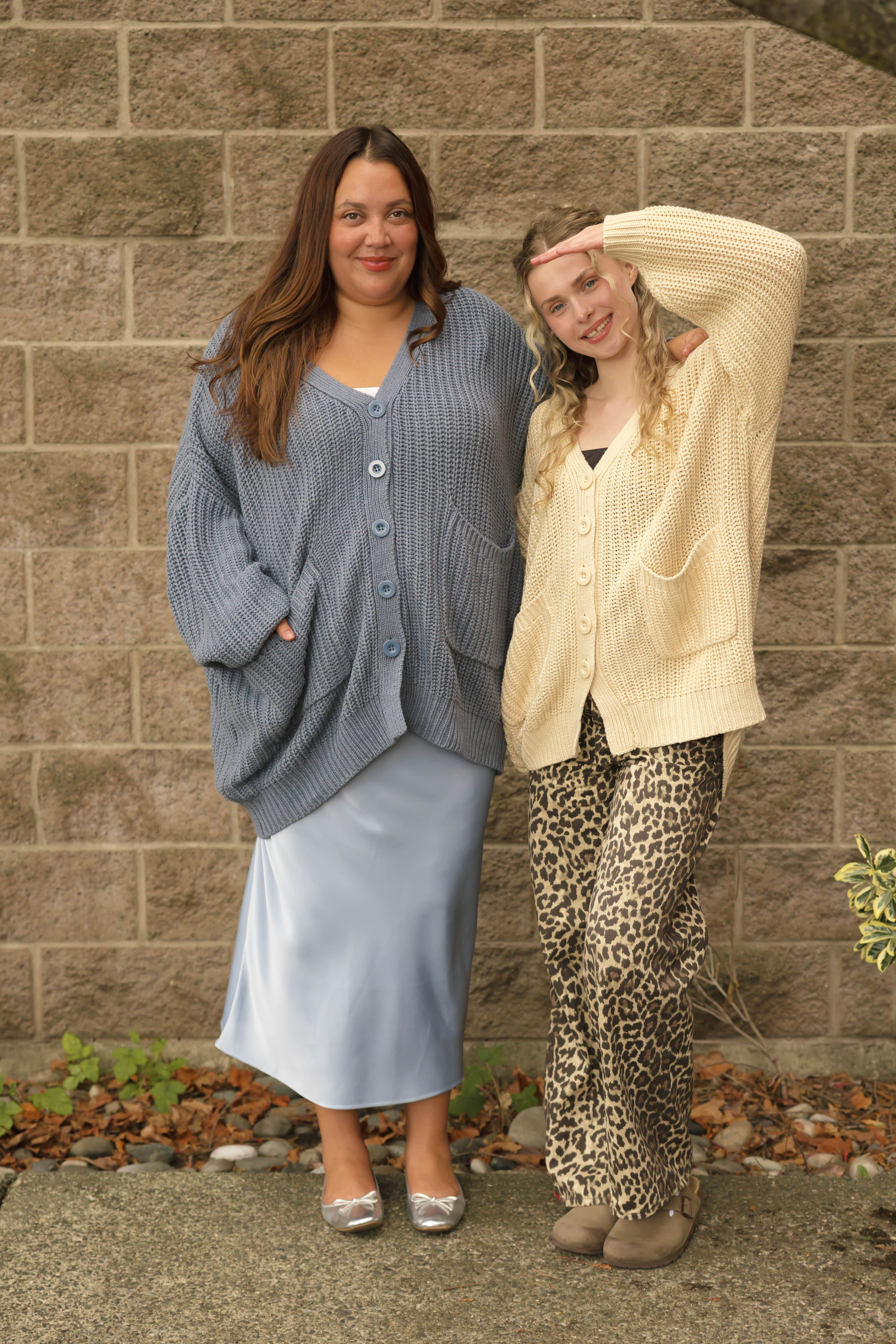 Waverly Cardigan in Stone Blue