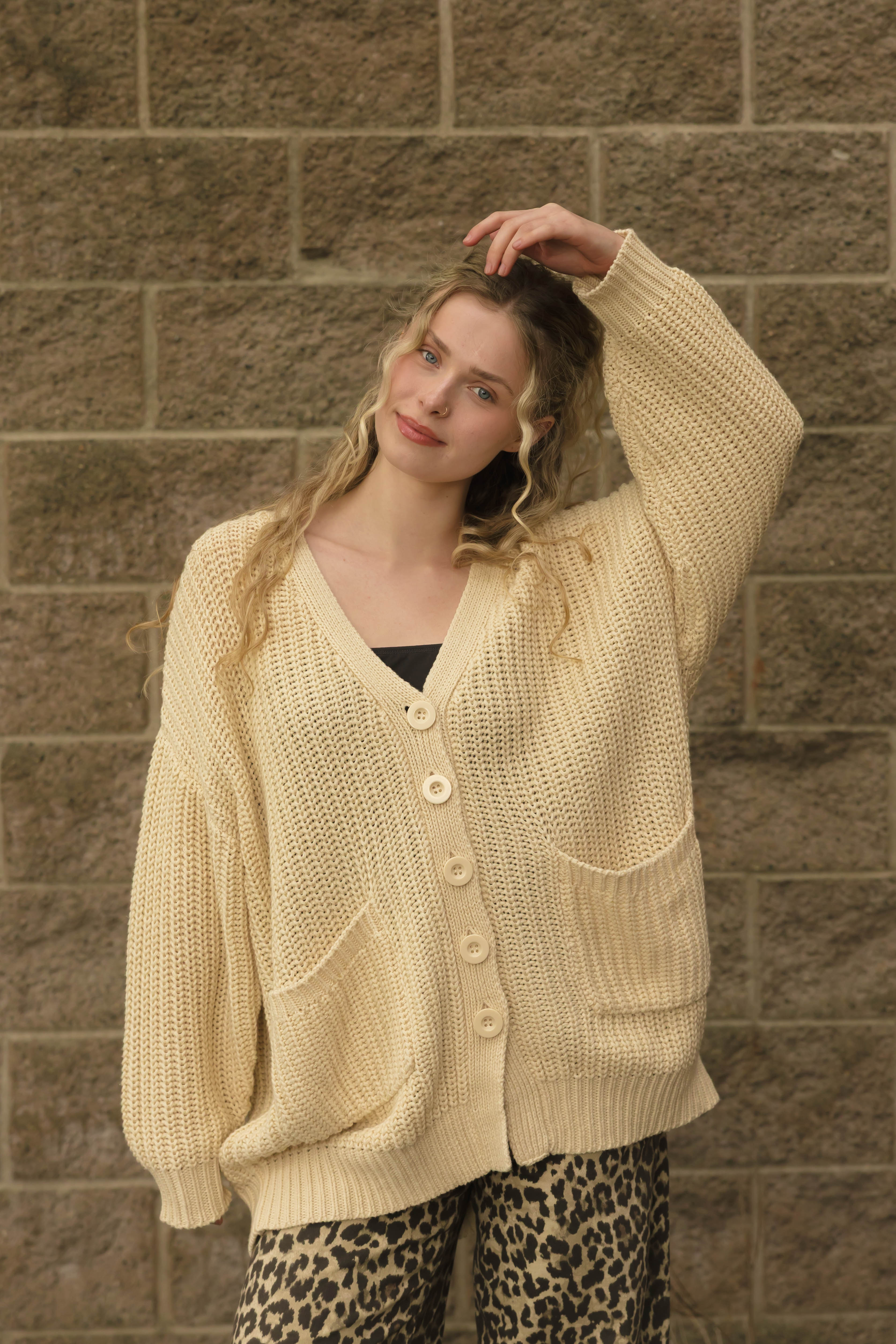 Waverly Cardigan in Oat Beige