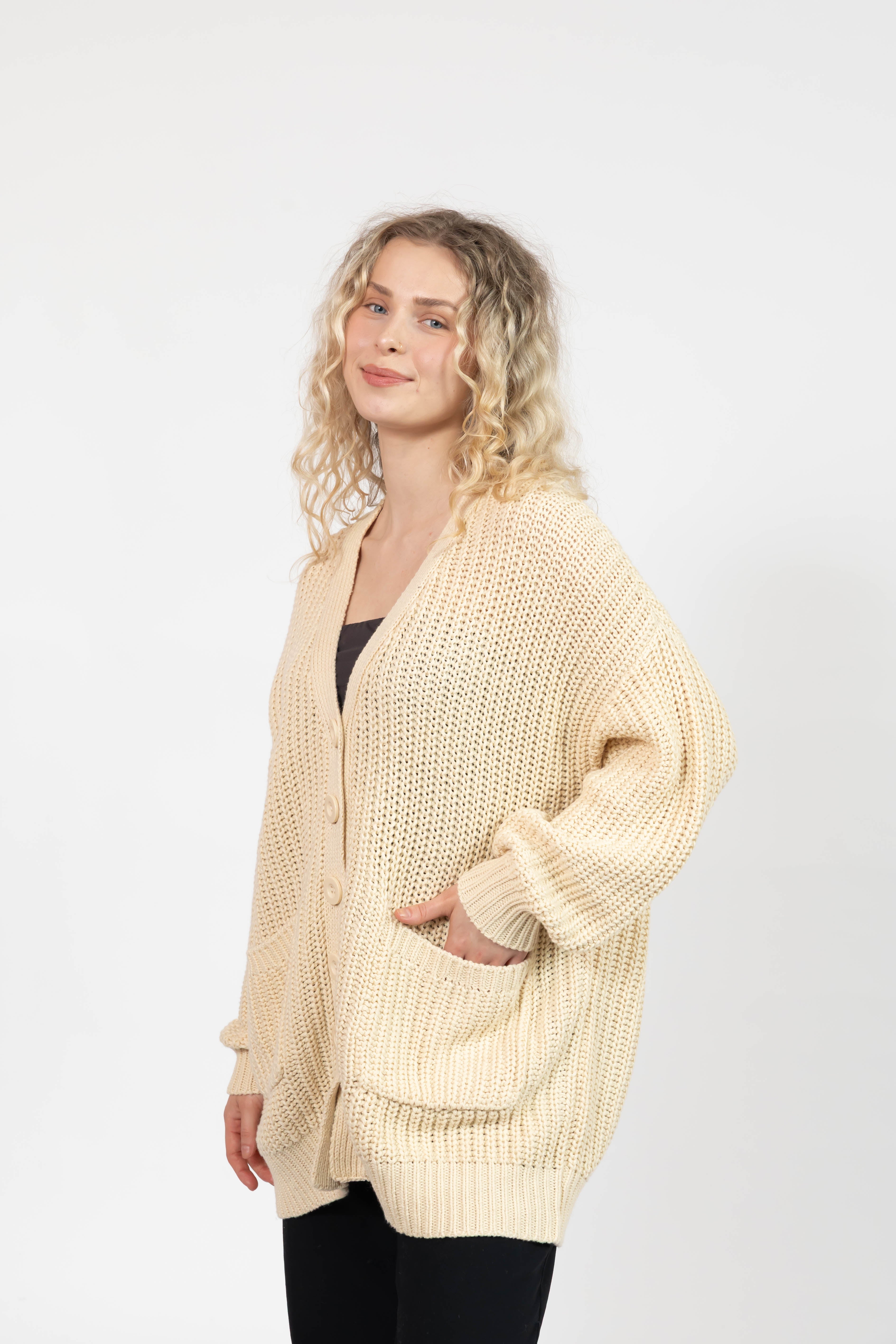 Waverly Cardigan in Oat Beige