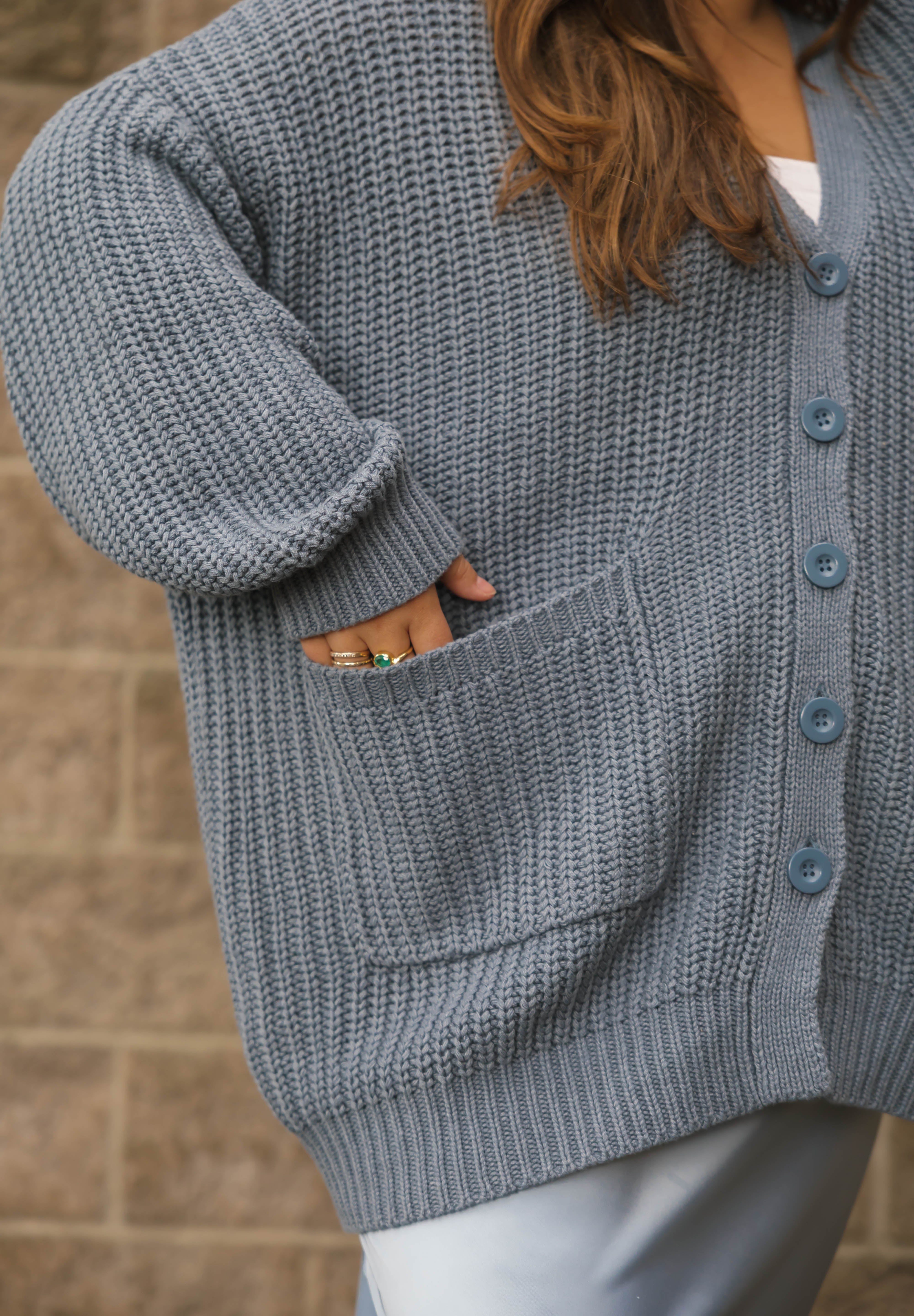 Waverly Cardigan in Stone Blue