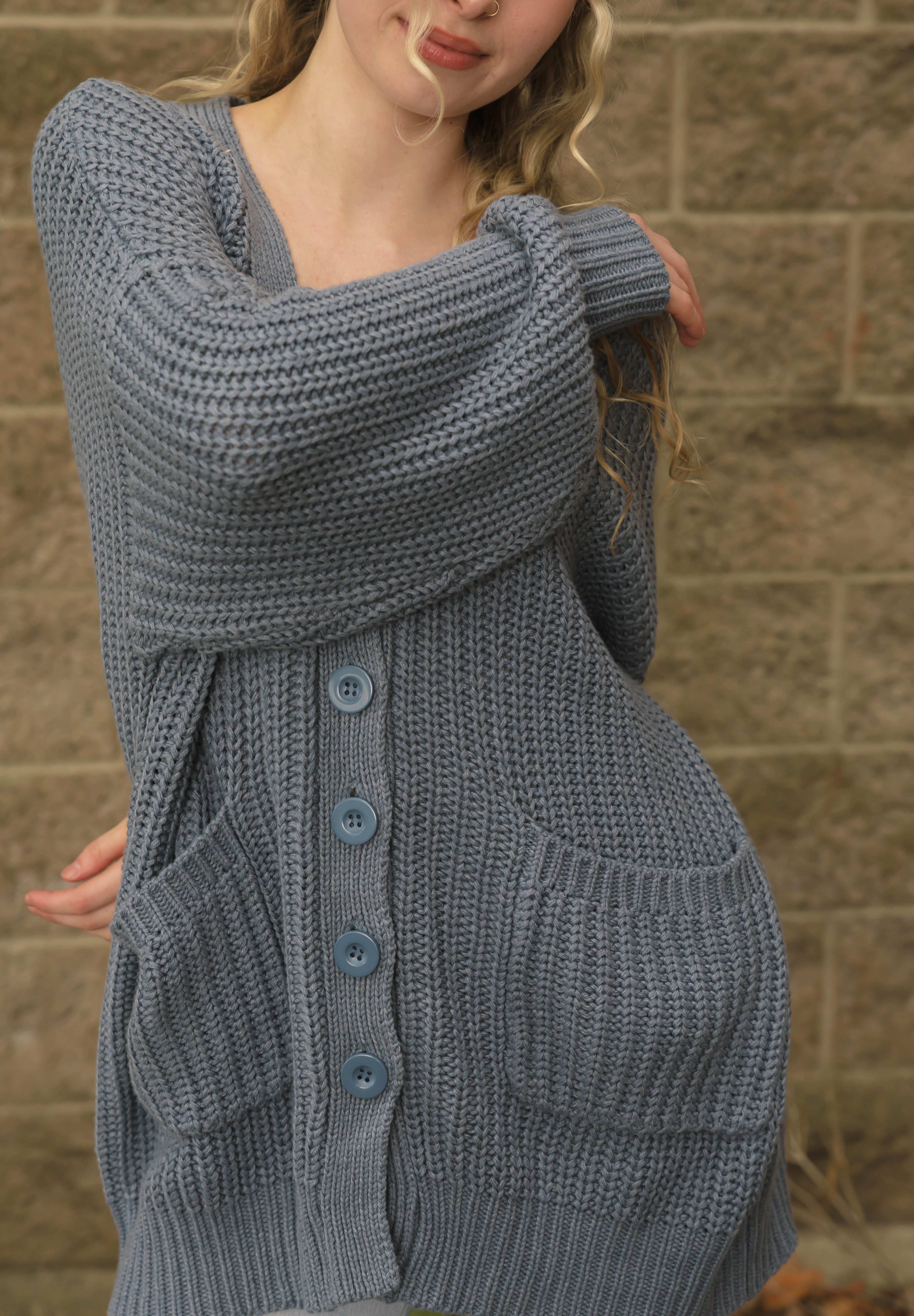 Waverly Cardigan in Stone Blue