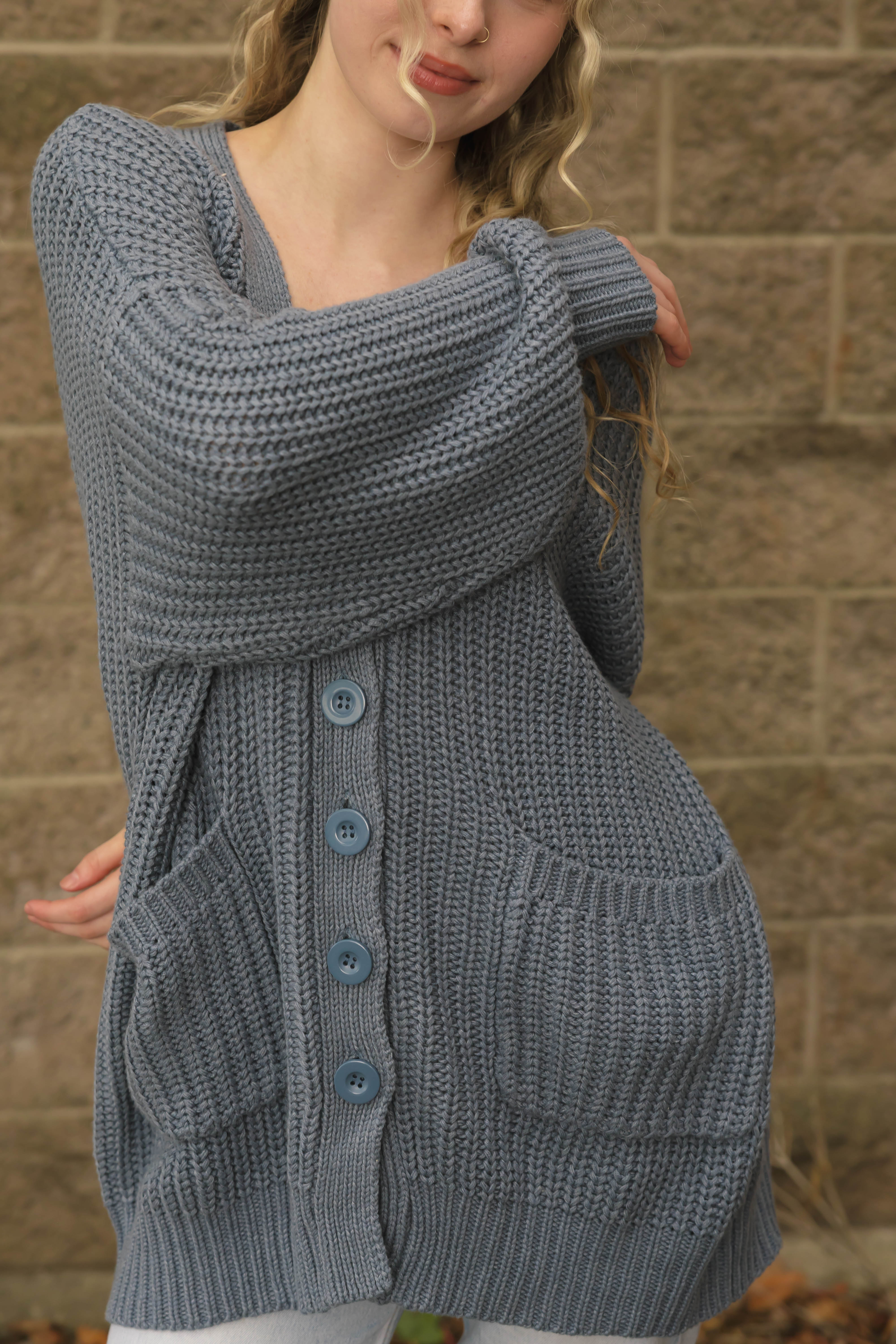 Waverly Cardigan in Stone Blue