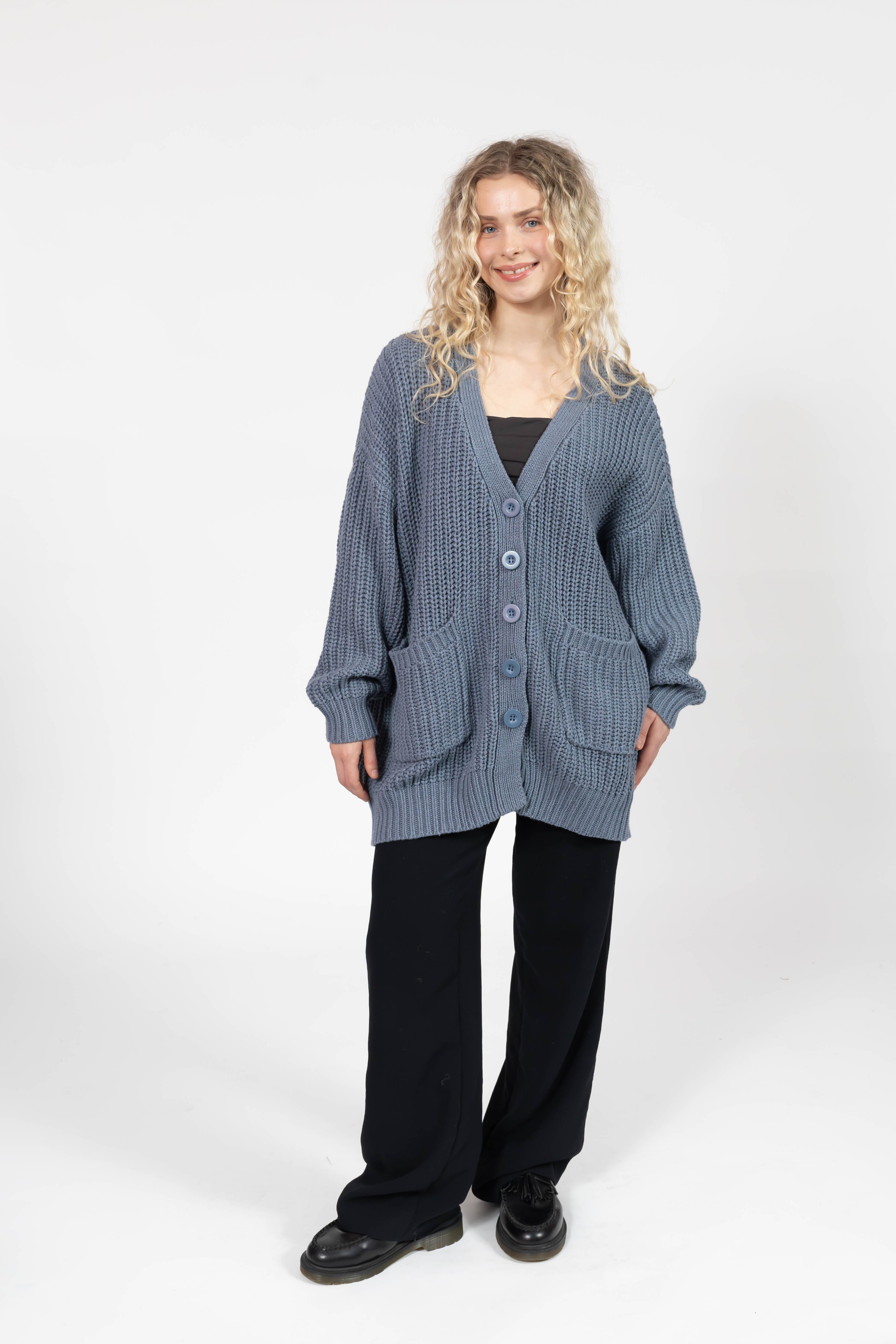 Waverly Cardigan in Stone Blue