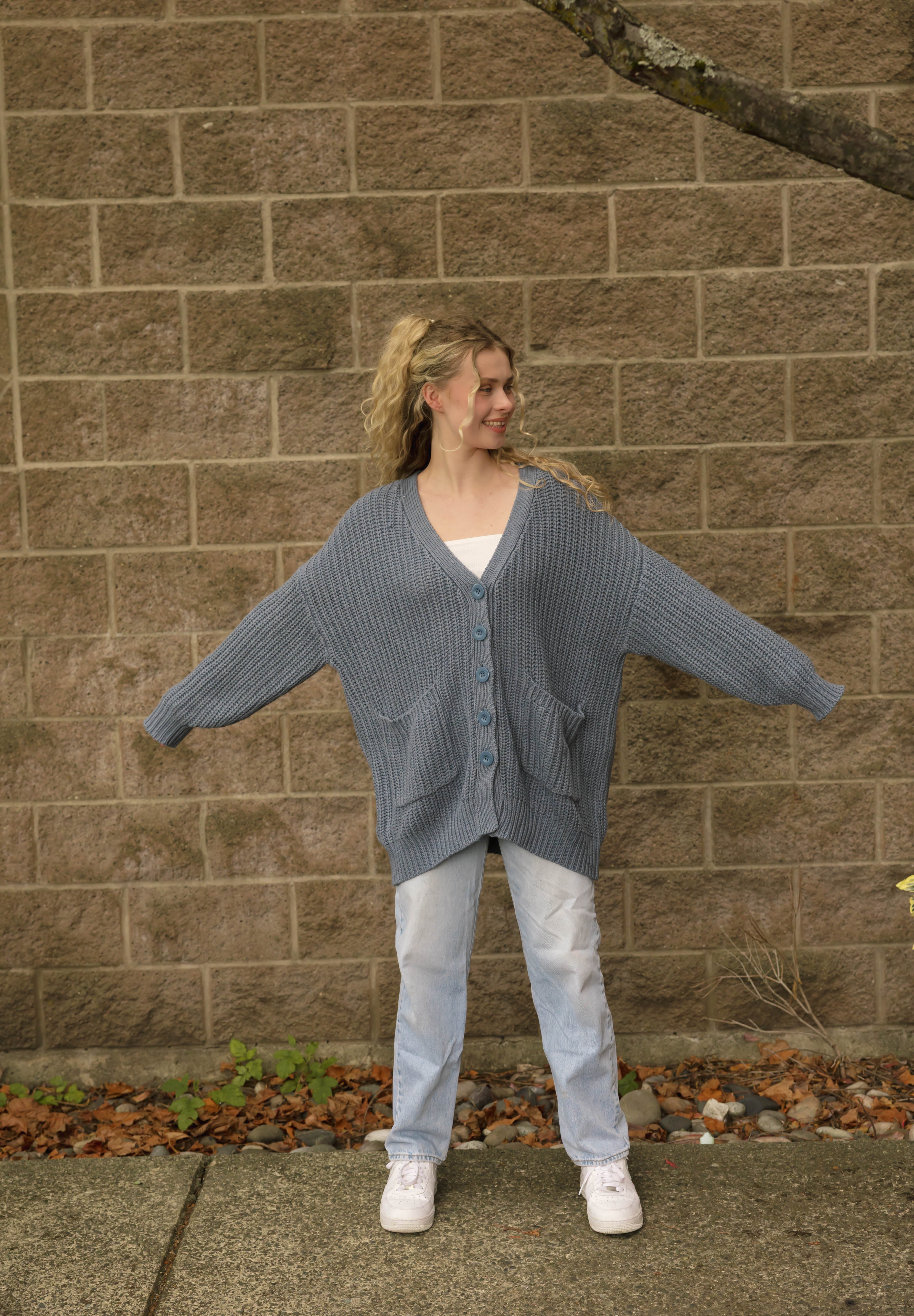 Waverly Cardigan in Stone Blue