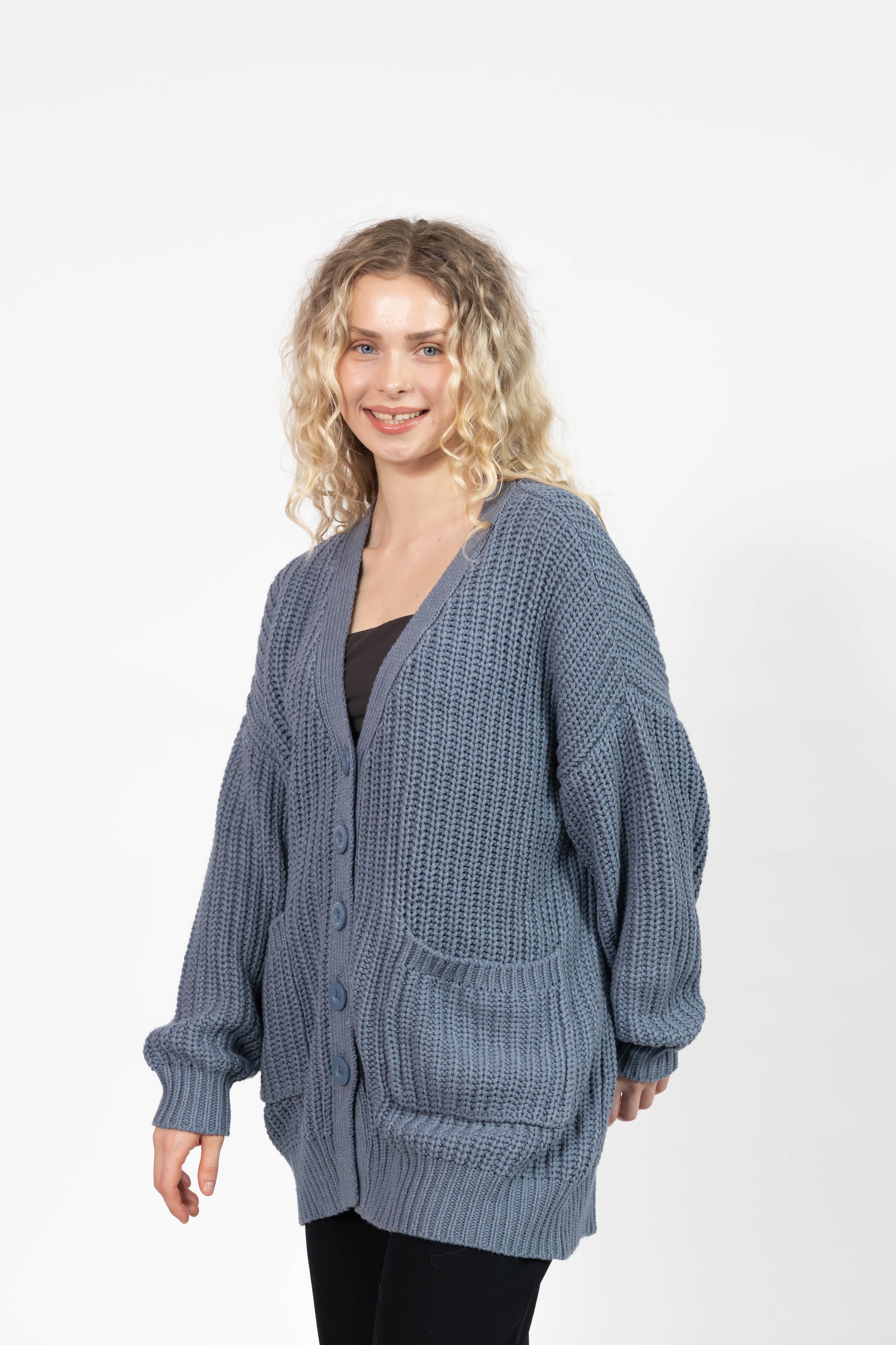 Waverly Cardigan in Stone Blue