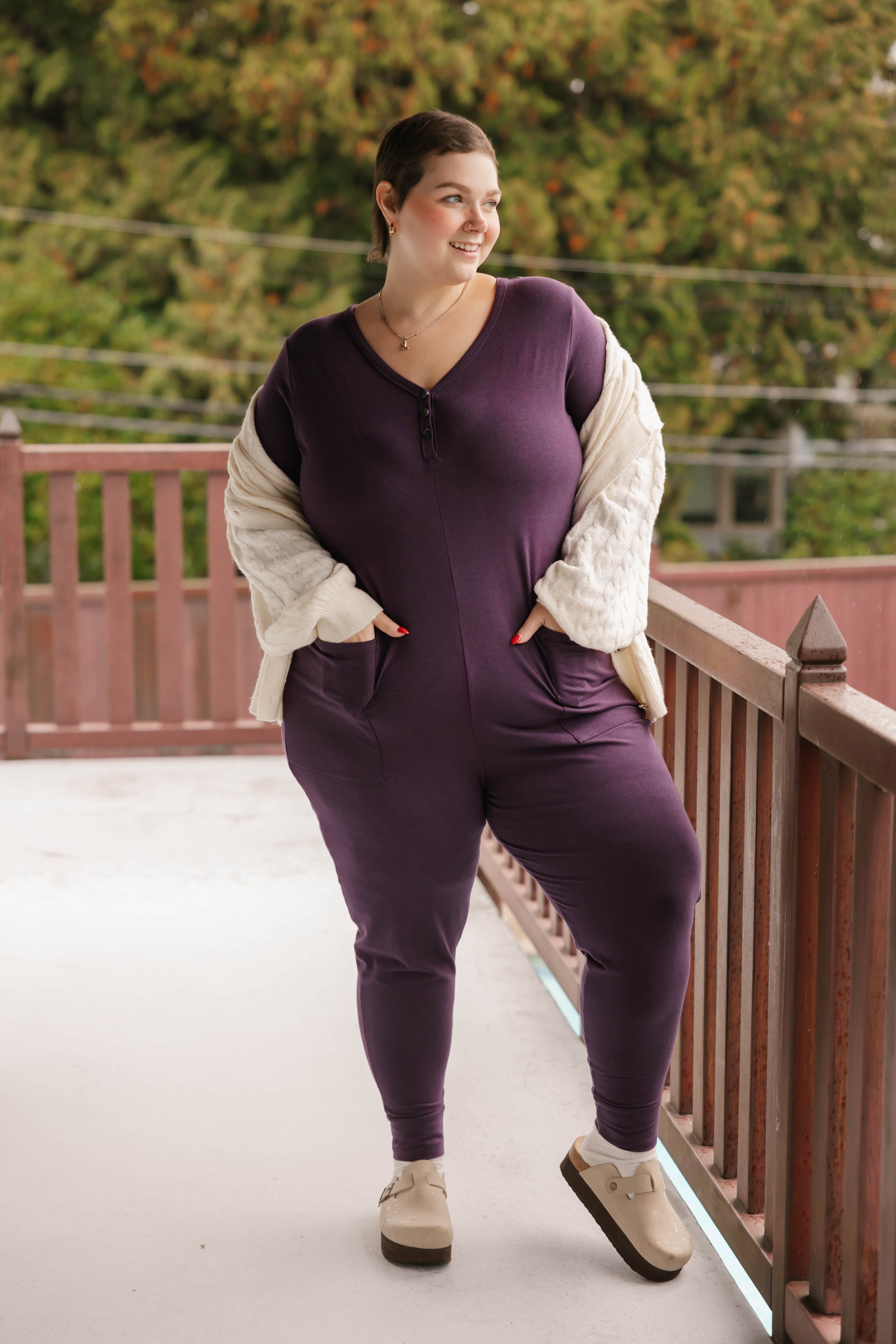 Wednesday Romper in Deep Plum