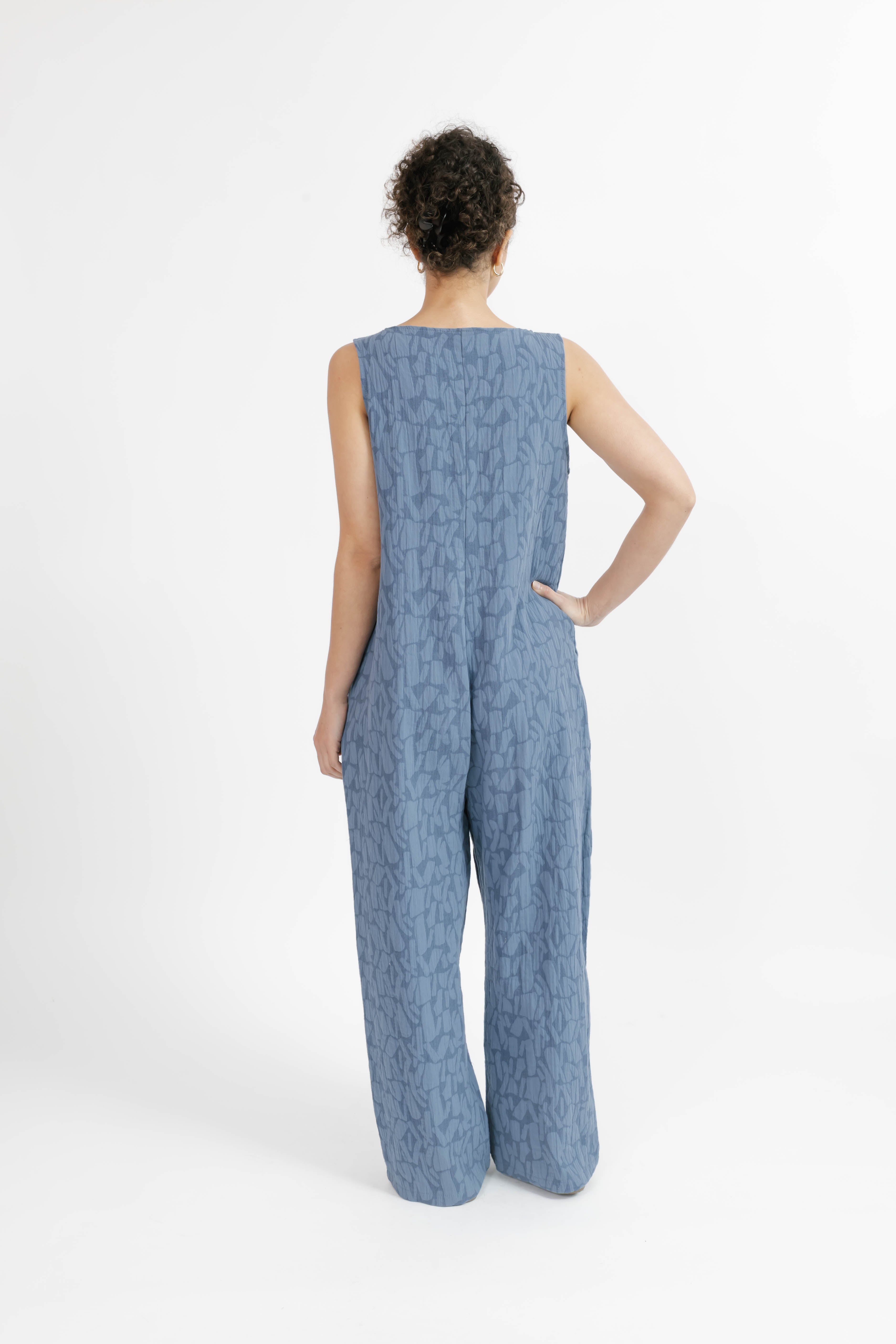 Wesley Romper in Steel Blue